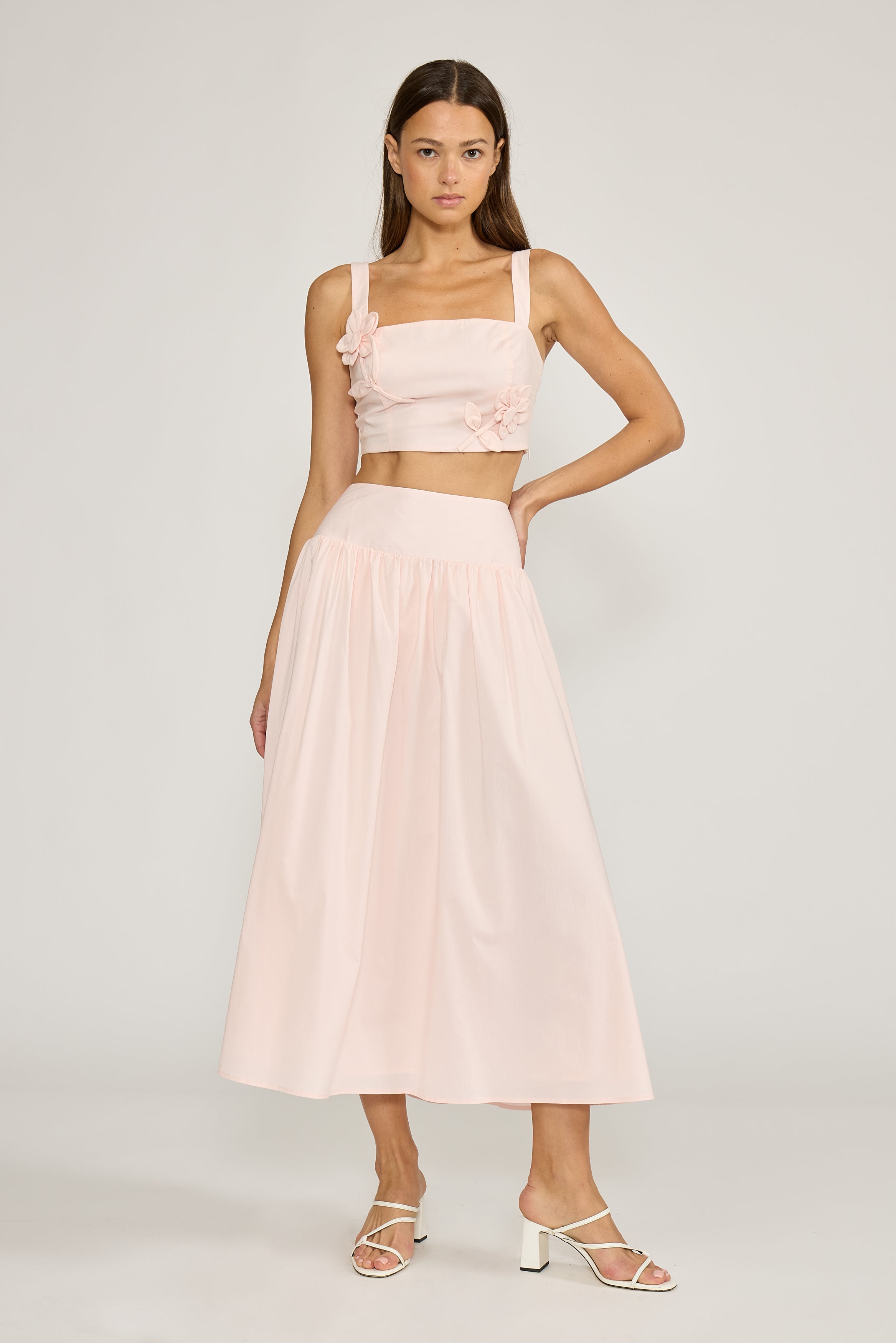 Lucy Paris-Luna Flower Crop top - Soft Pink