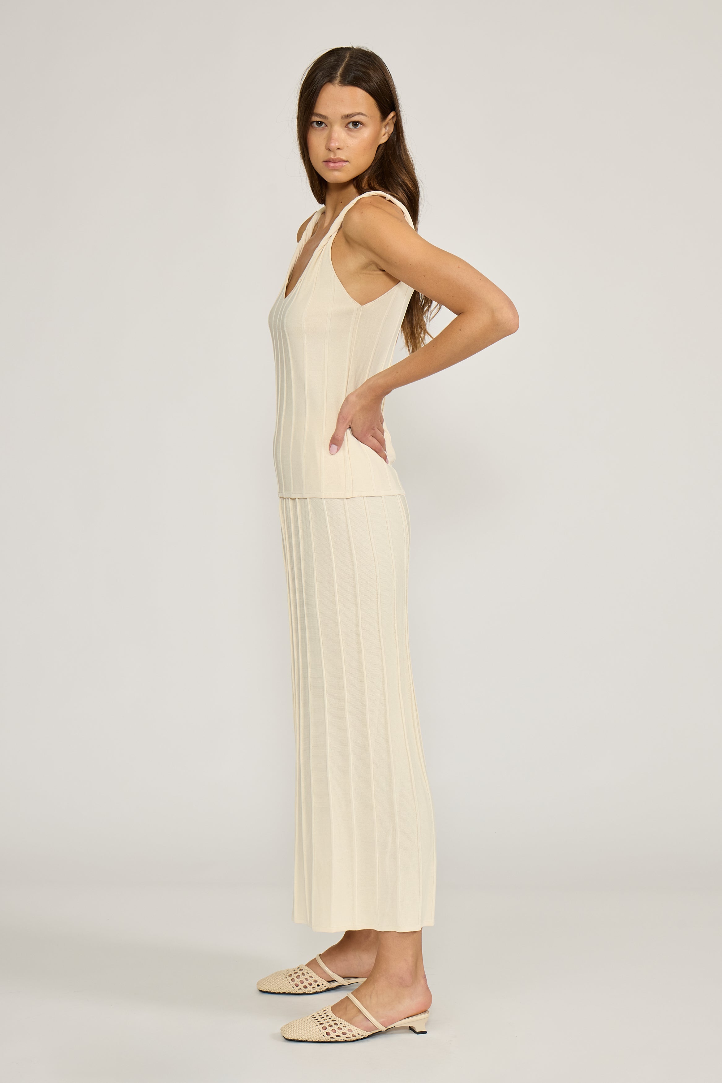 Lucy Paris-Riley Panel Midi Skirt - Beige