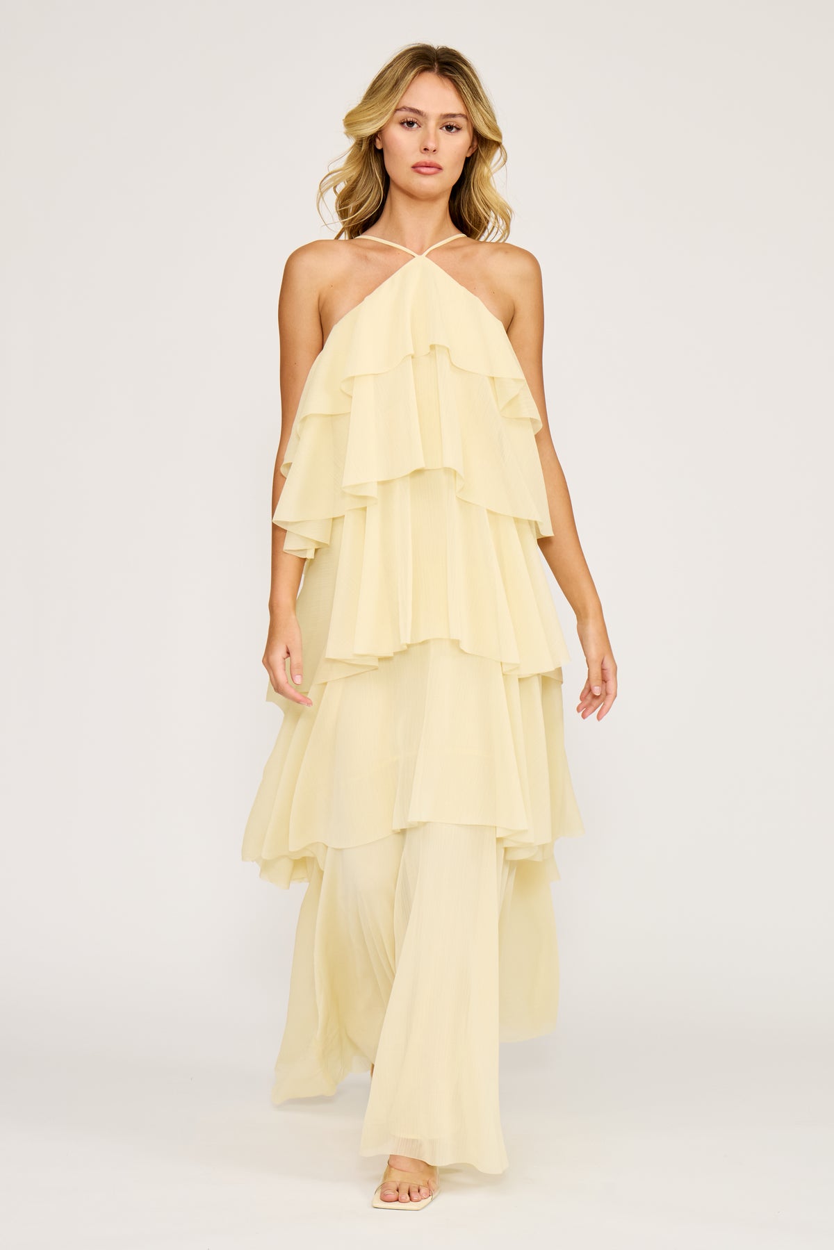 ruffled yellow maxi dress Lucy Paris - Emery Ruffle Dress