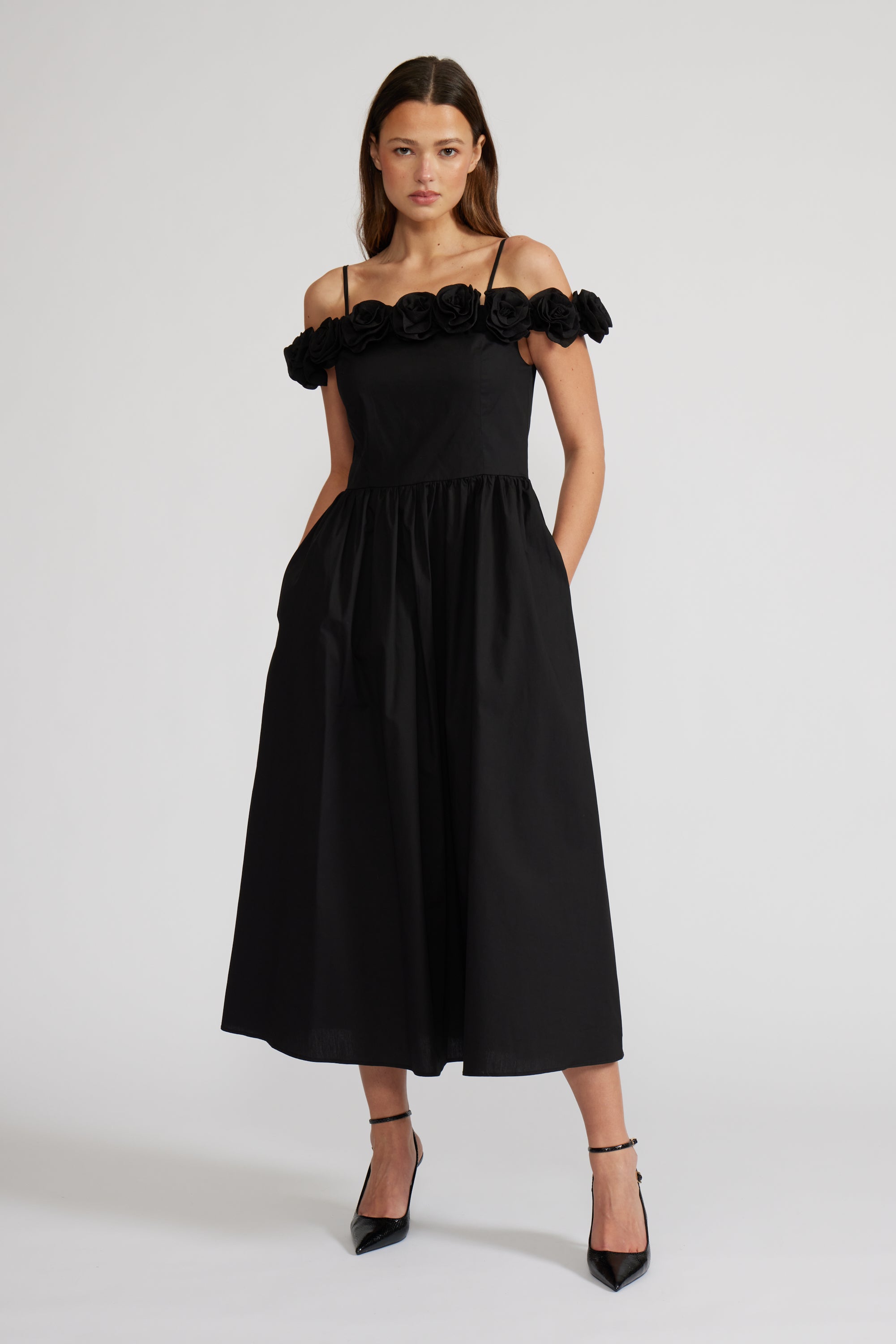 Lucy Paris - Marbella Rose Detail Dress - Black