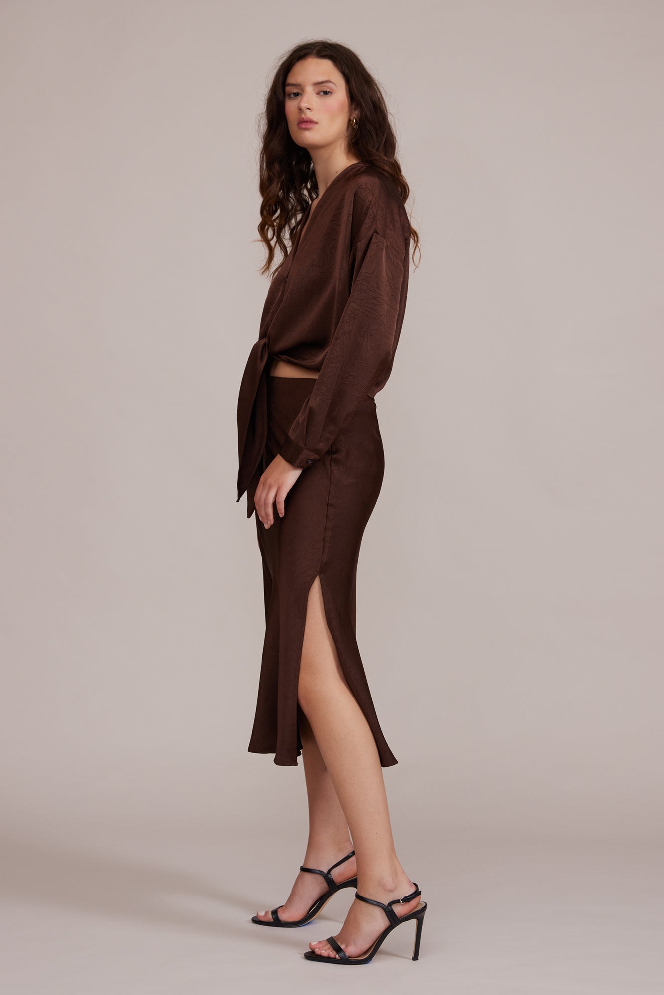 Lucy Paris- Zoie Midi Skirt - Brown