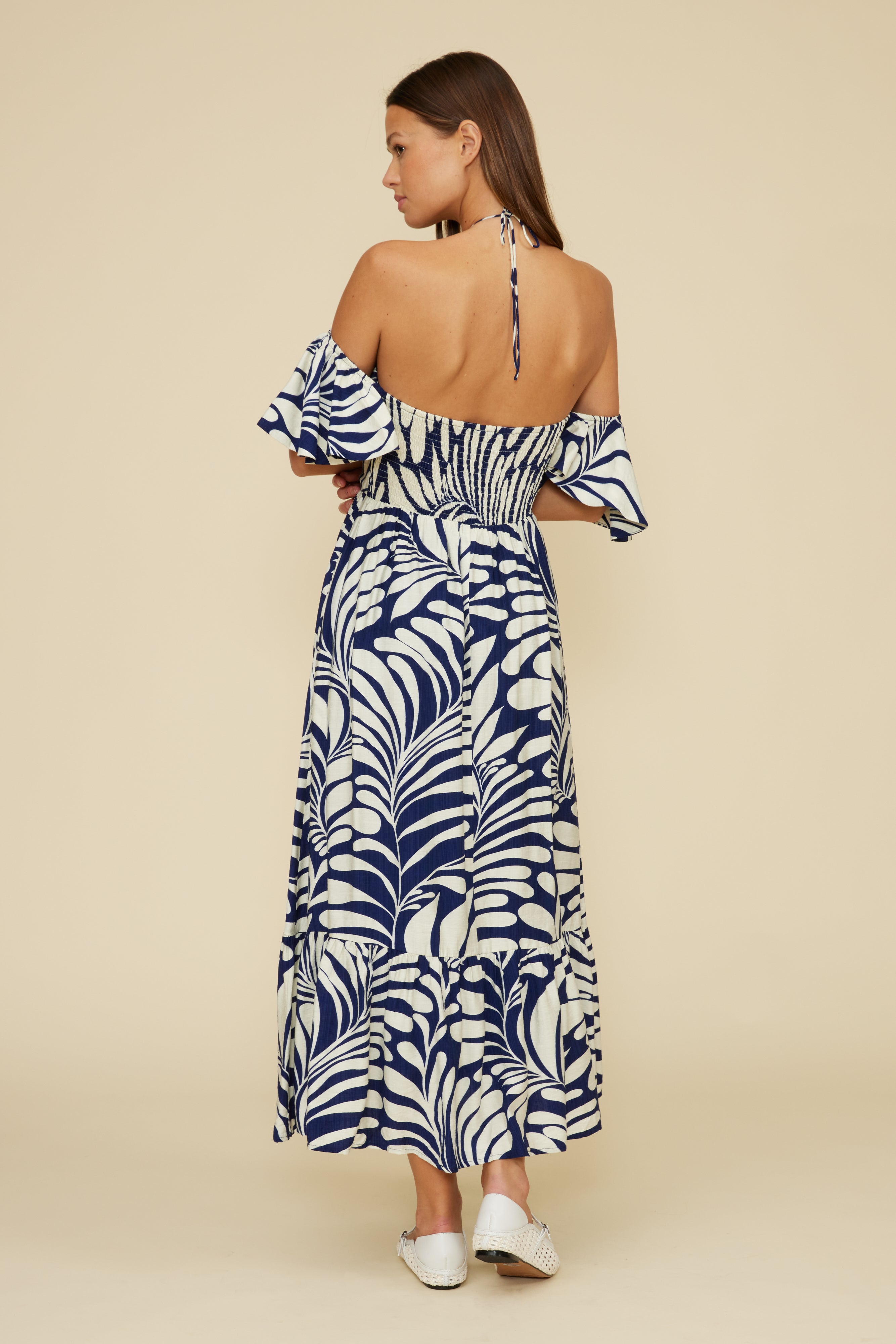 Ophelia Midi Dress - Navy White