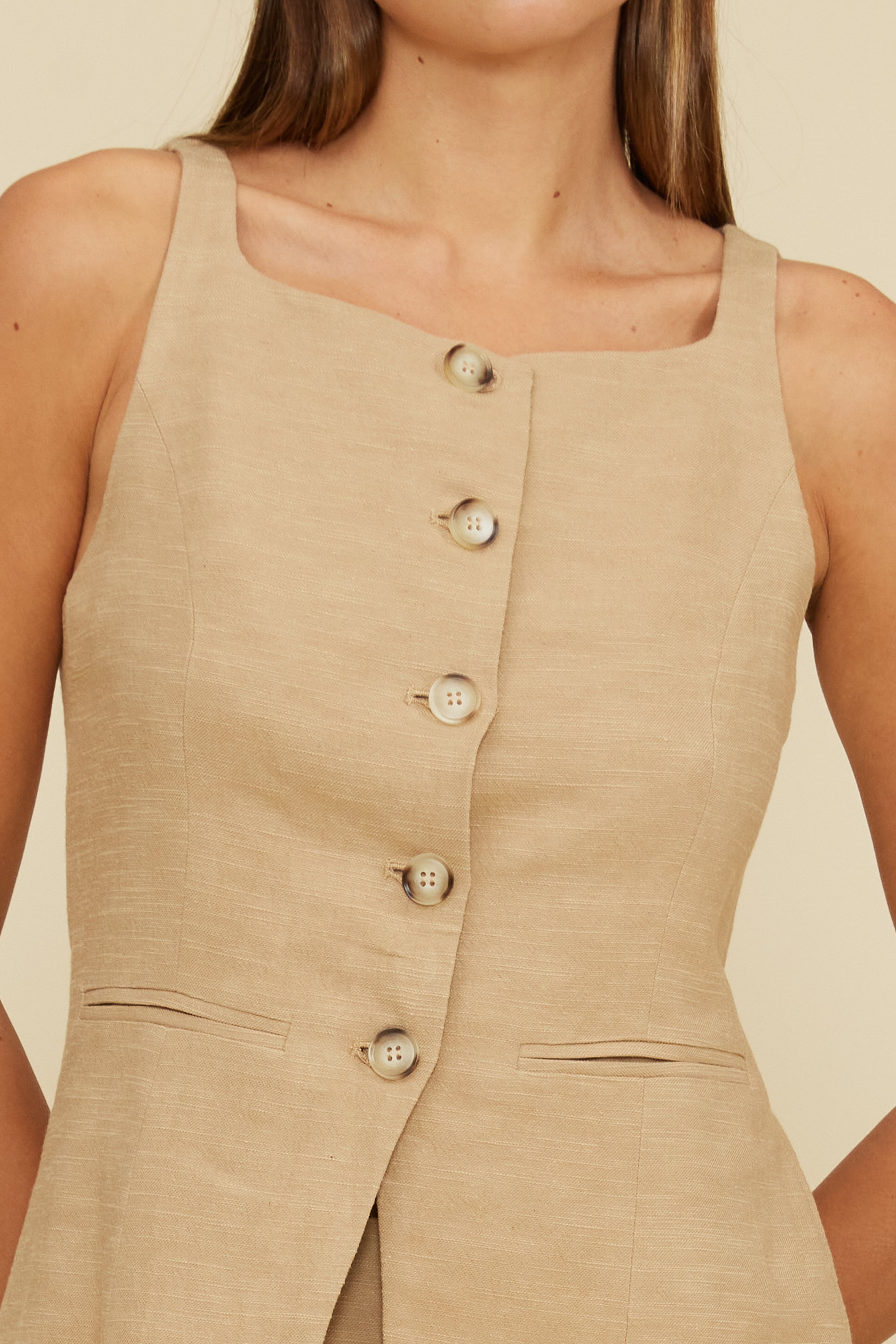 Kori Vest Top - Khaki