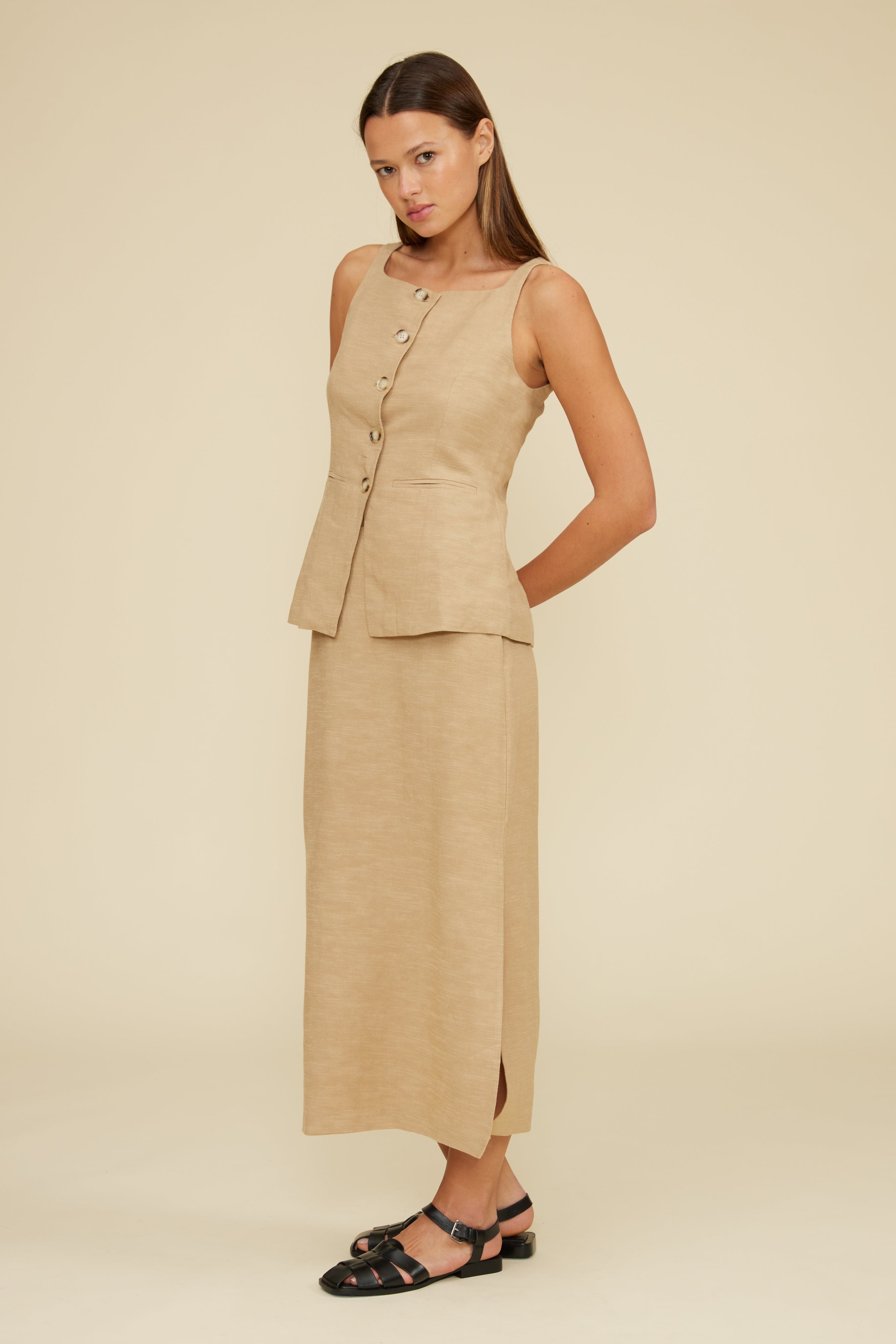 Kori Vest Top - Khaki