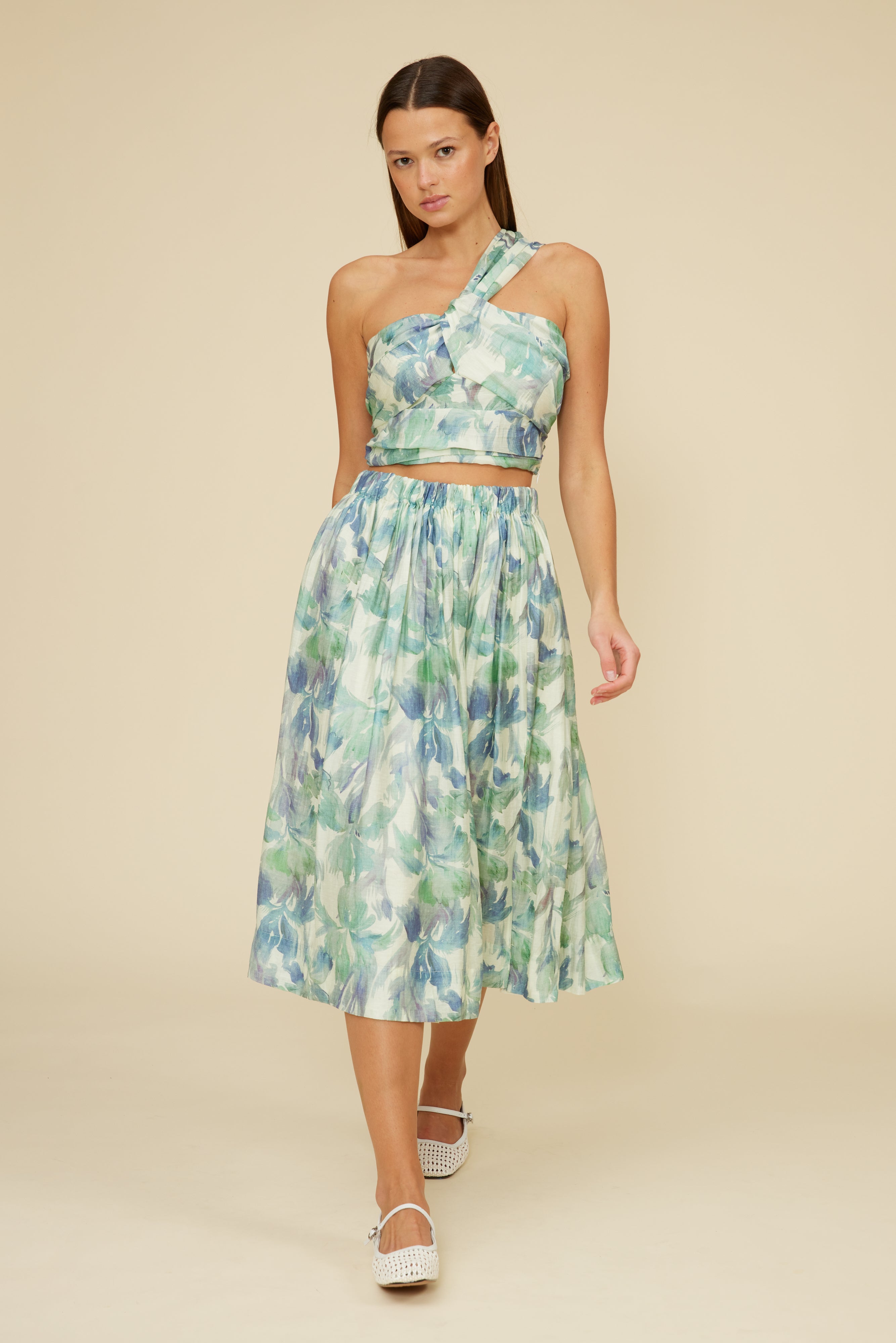Lucy Paris - Amari Midi Skirt - Blue Turquoise