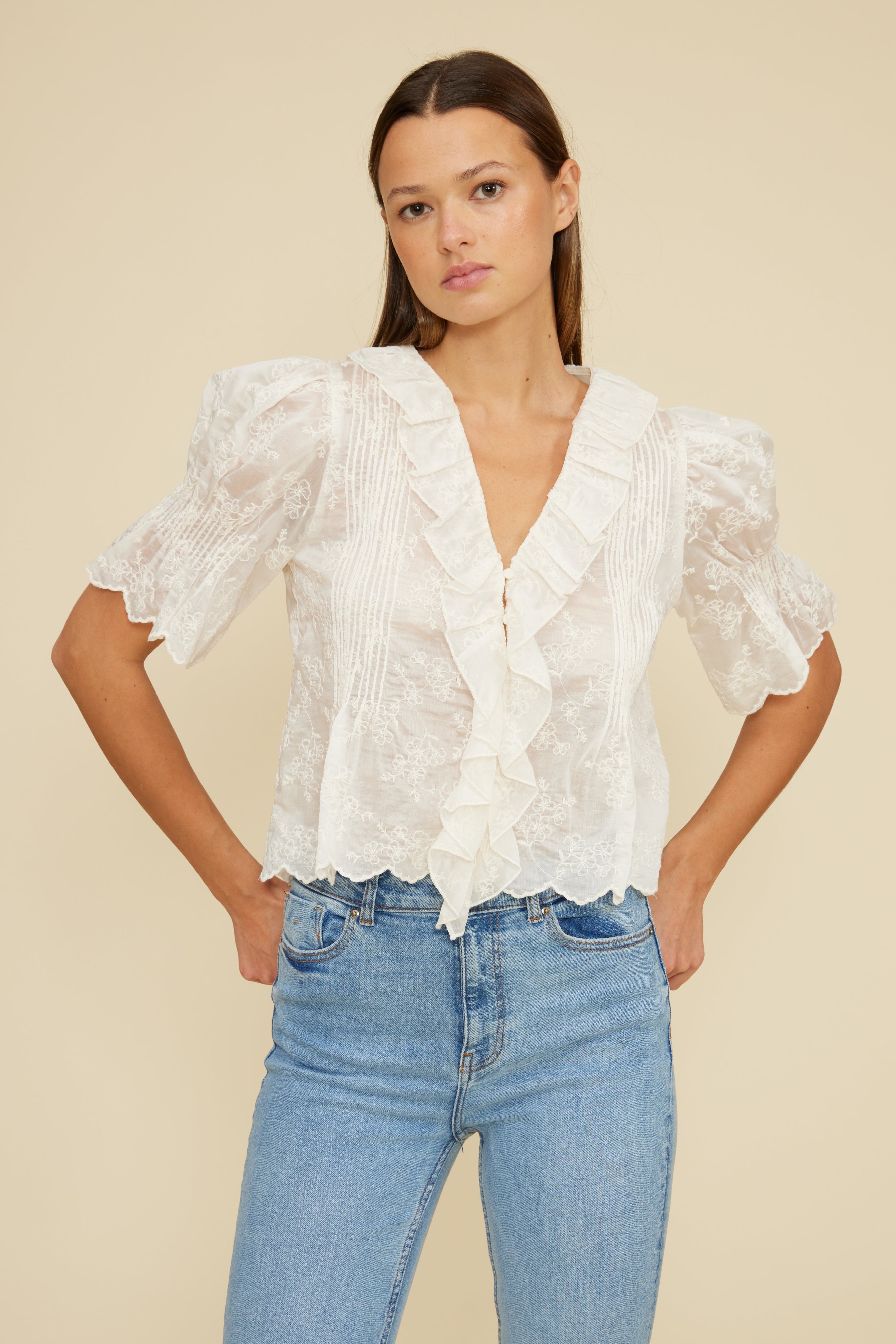 Celeste Ruffle Top - Ivory