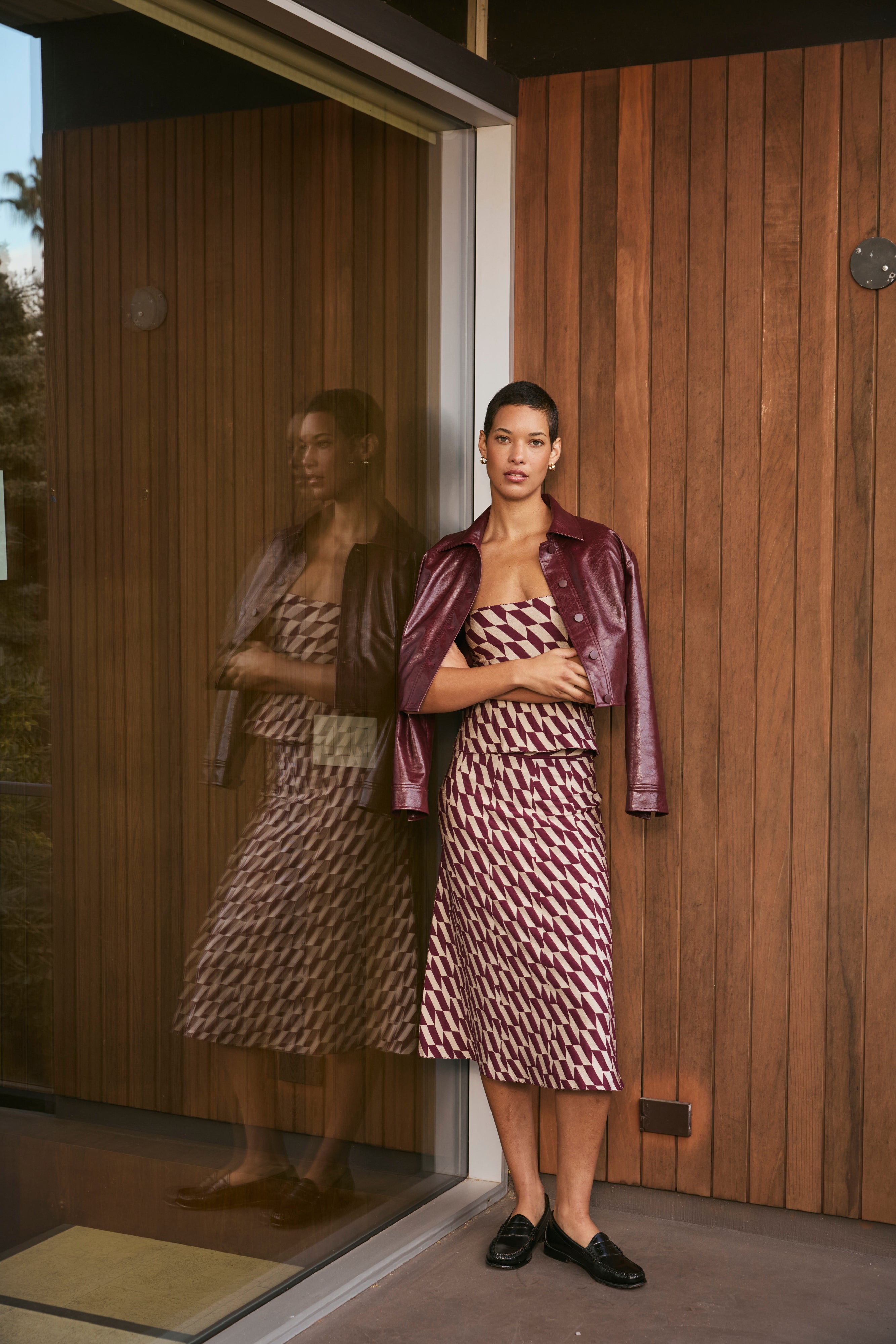 Caleb Faux Leather Jacket - Burgundy