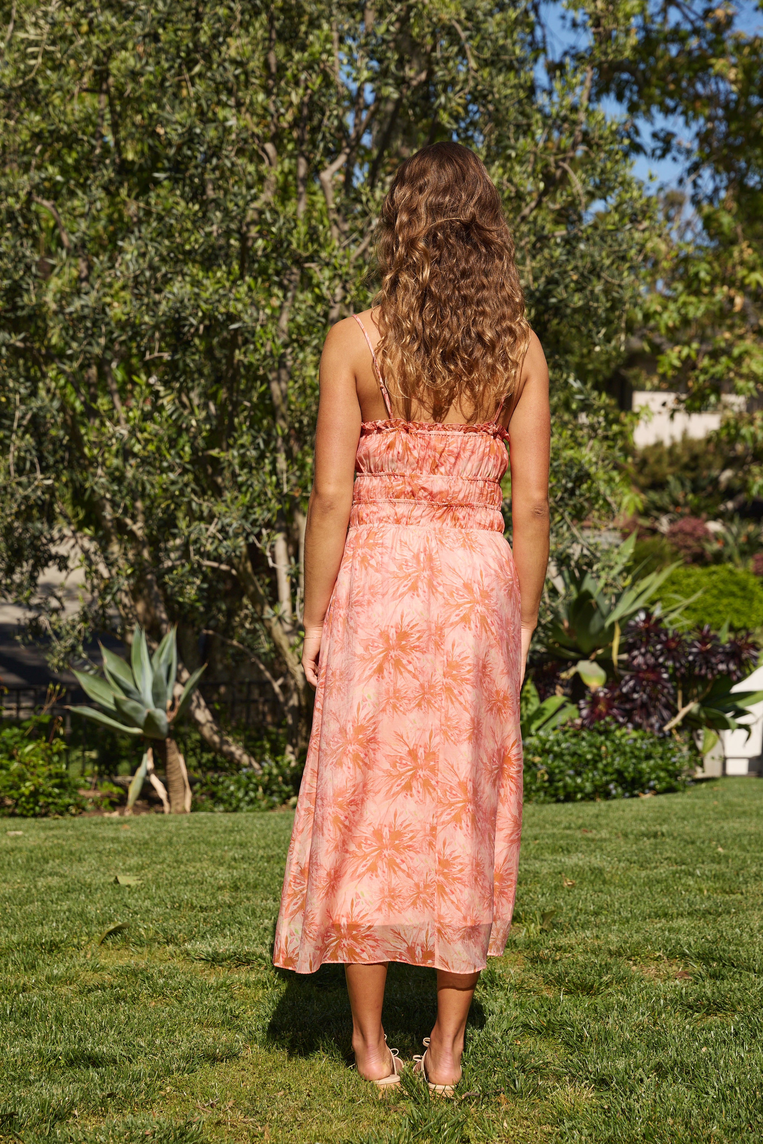 Goldie Midi Dress - Coral