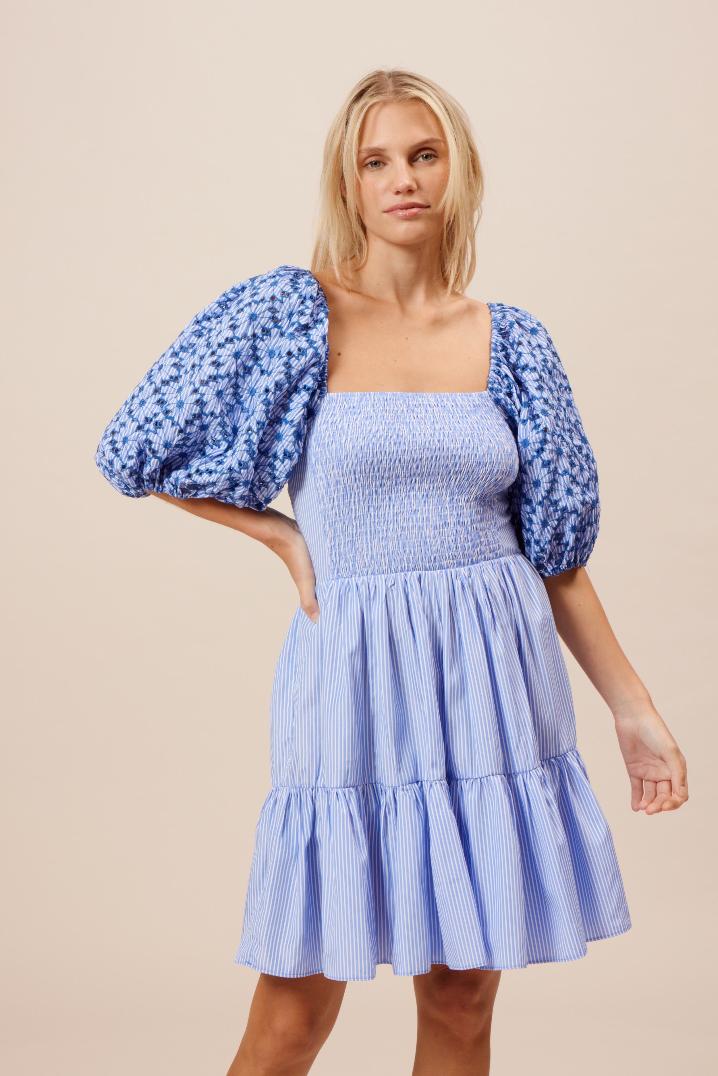 Lucy Paris - Skya Embroidered Dress - Blue