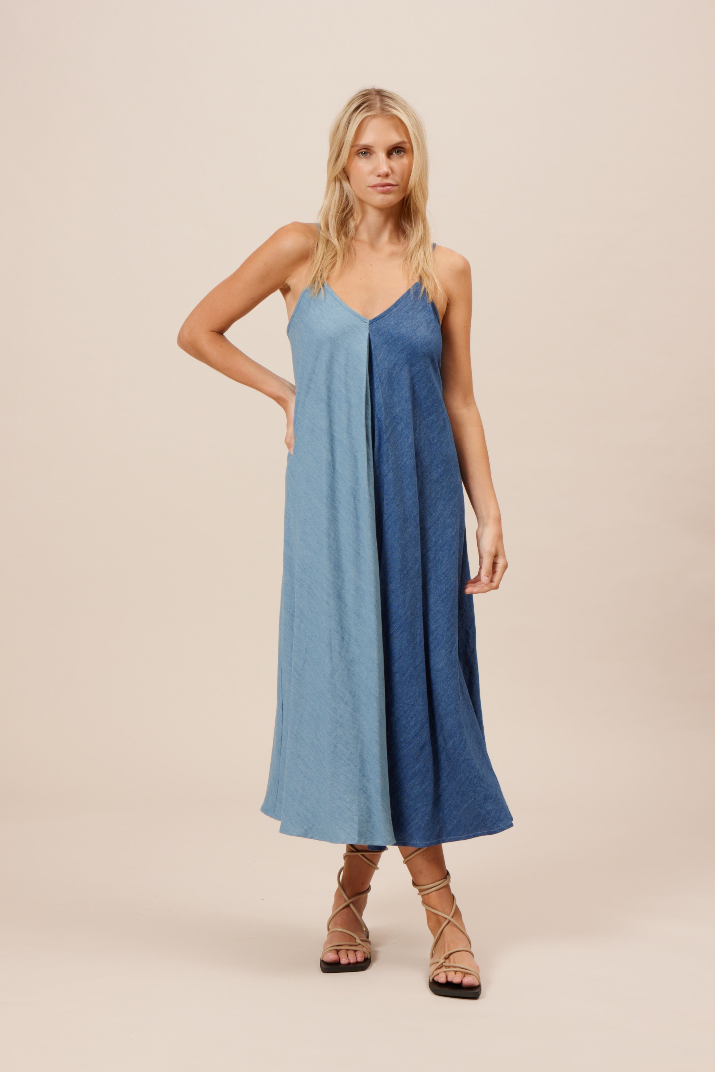 Lucy Paris - Mavis Tie Back Dress - Blue Denim