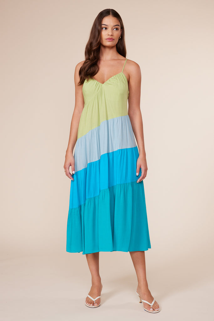 Positano Color Block Dress - Blue Multi