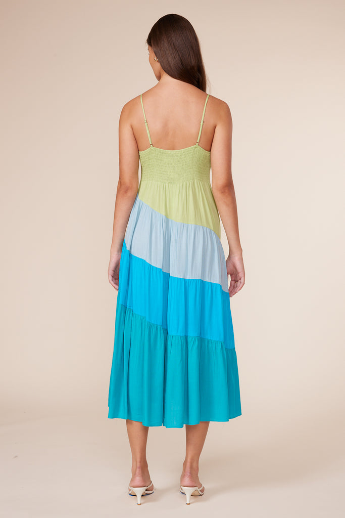 Positano Color Block Dress - Blue Multi