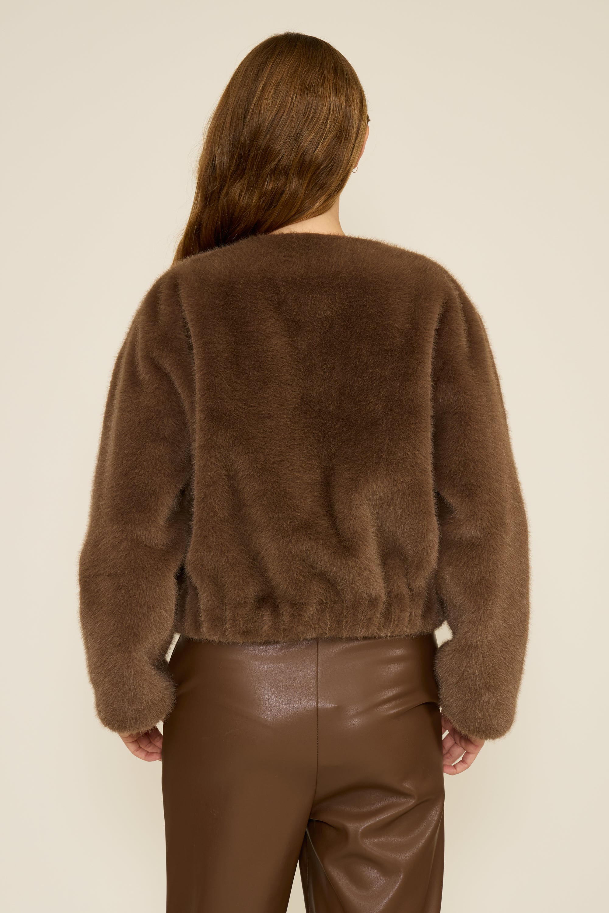 Aubrey Faux Fur Jacket - Brown