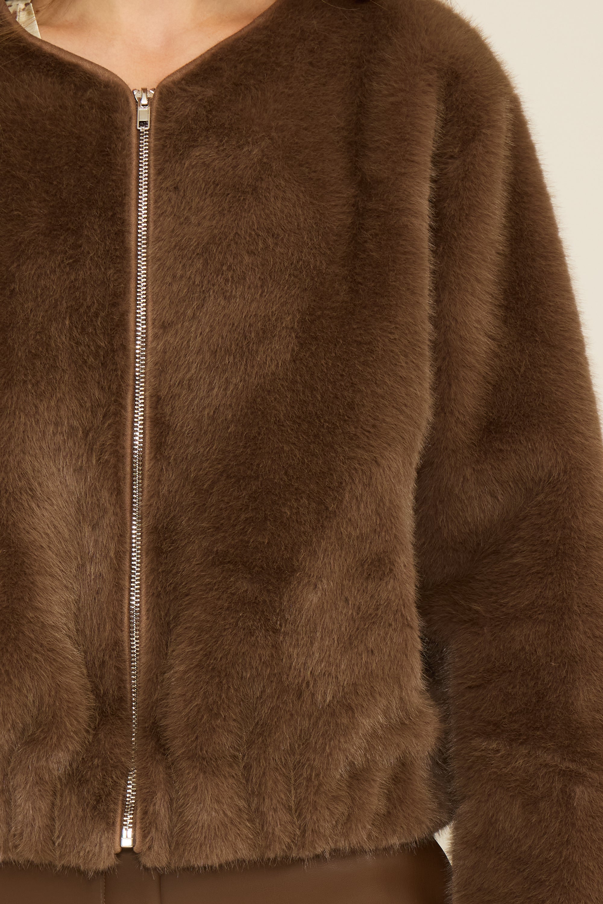 Aubrey Faux Fur Jacket - Brown