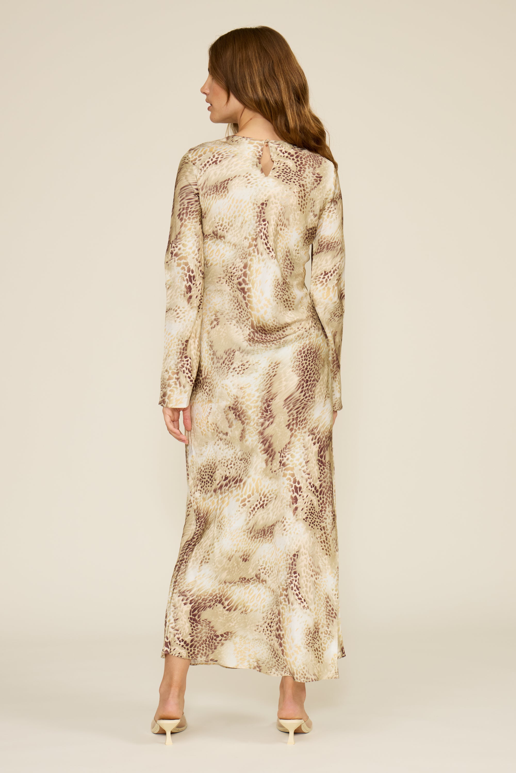 Giovanna Bias Dress - Beige Snake