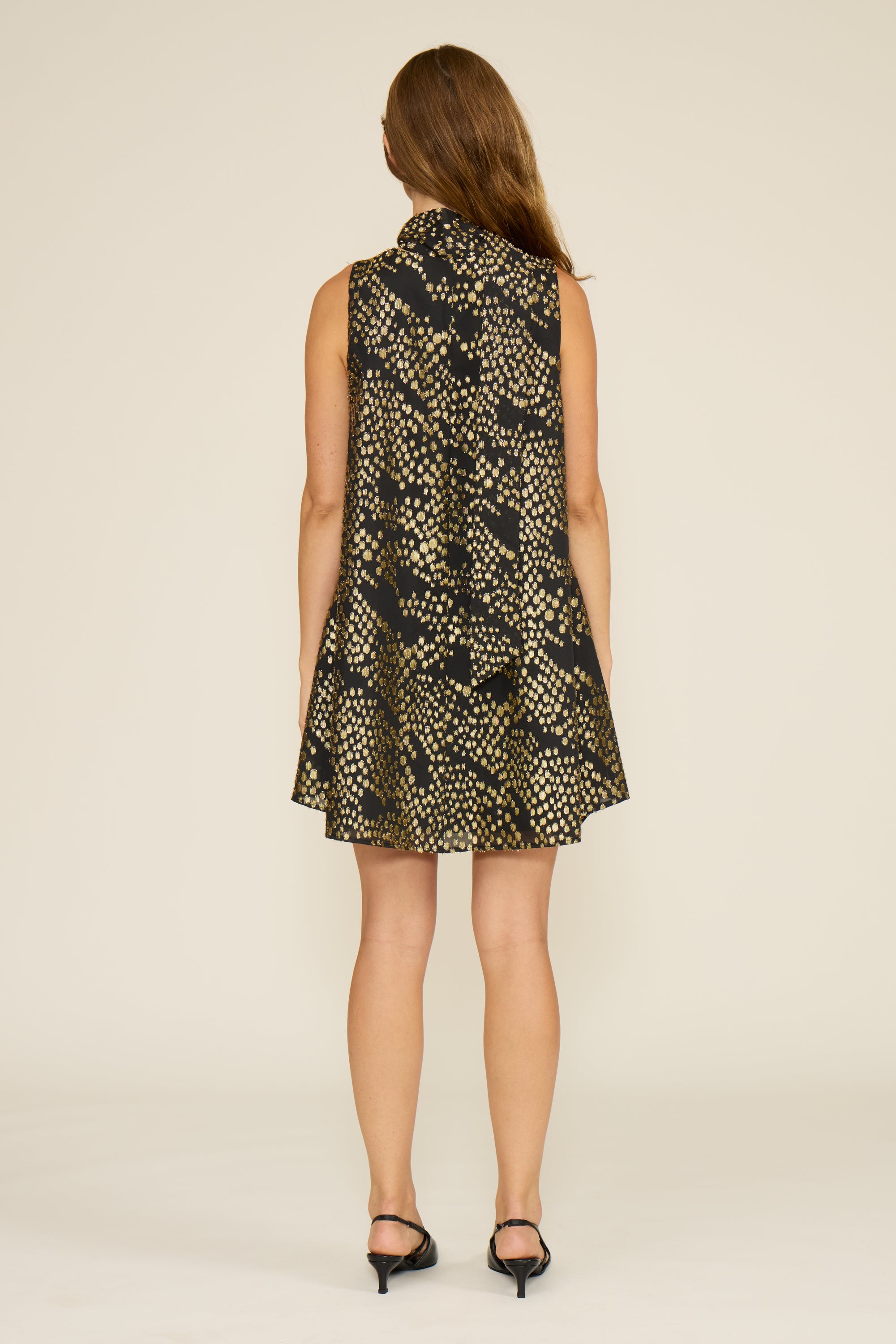 Monica Scarf Dress - Black Gold