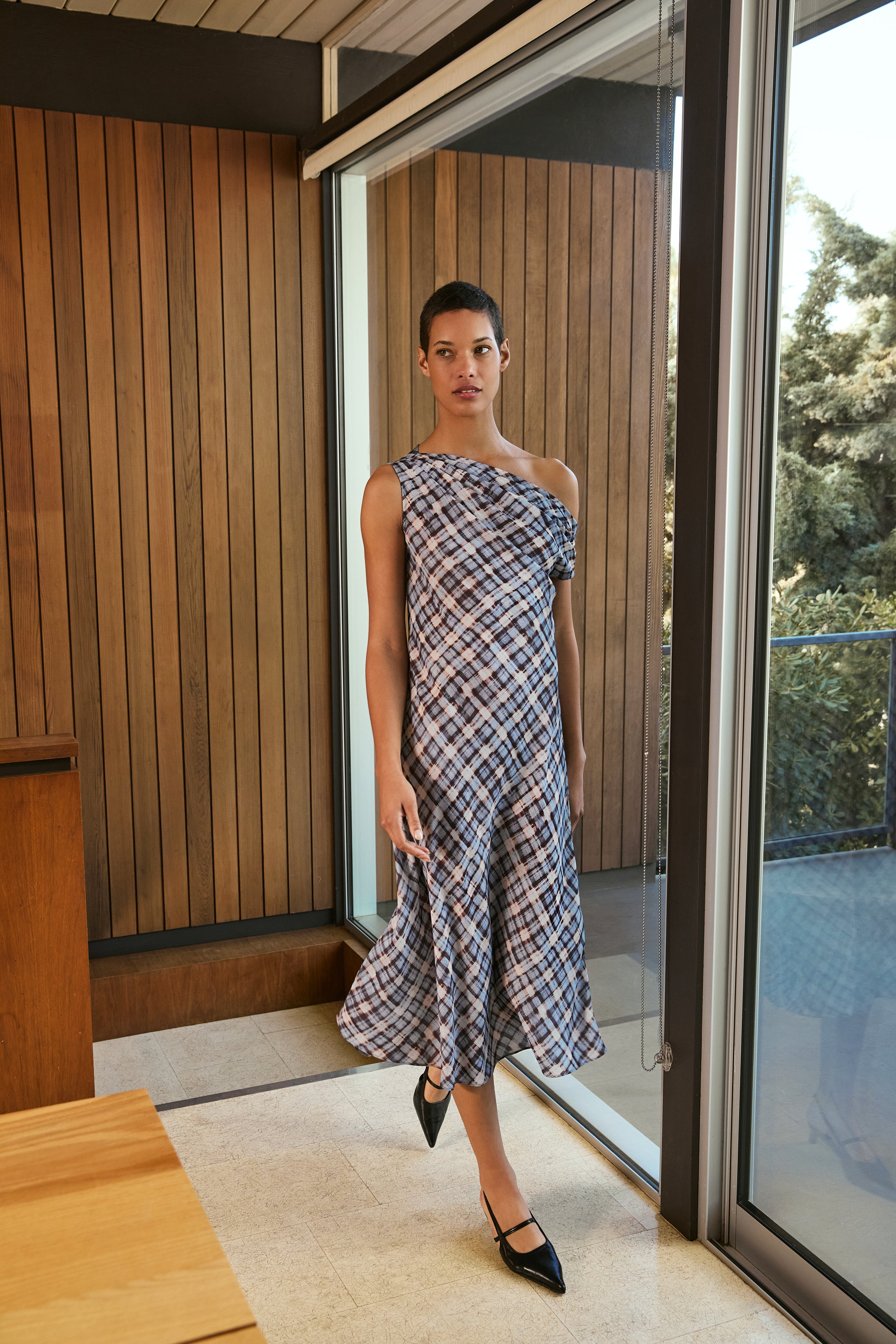 asymmetric plaid shirt dress Plaid Asymmetric Sleeveless Dress (Women)