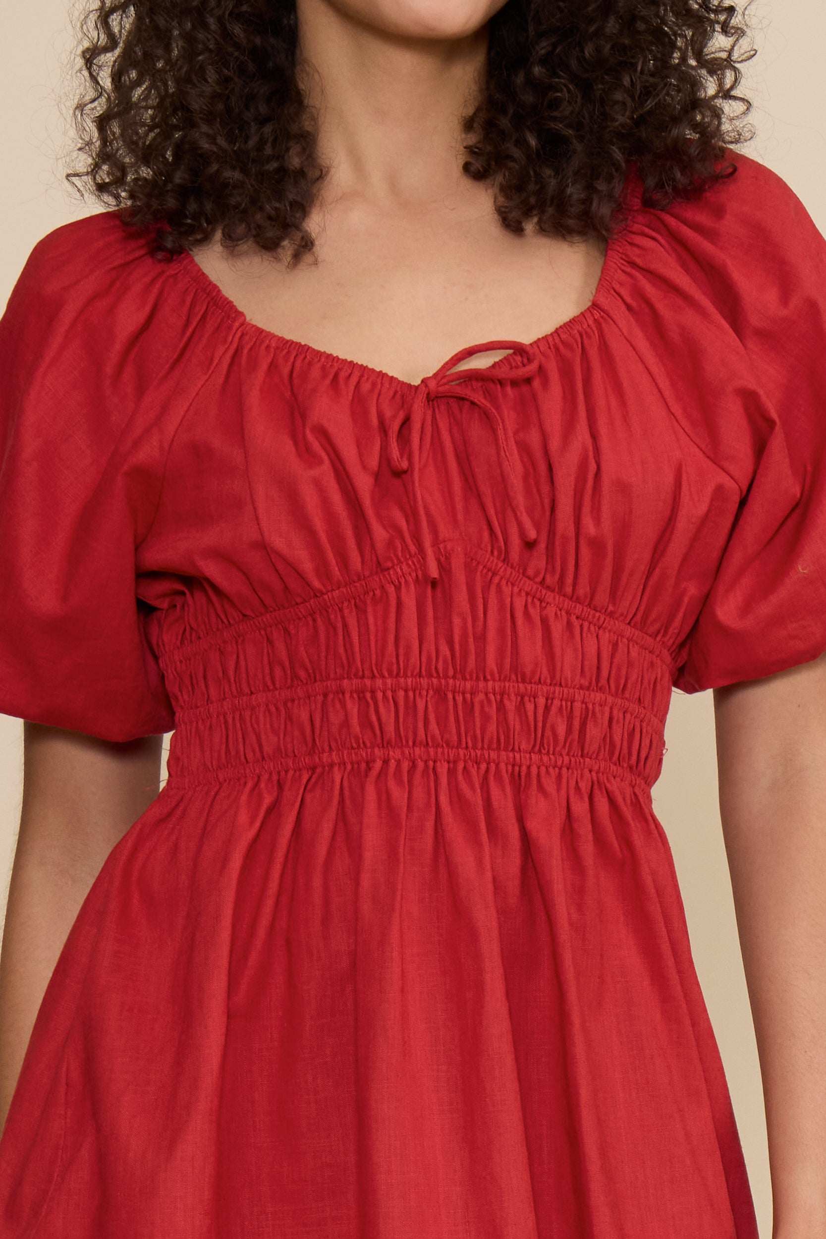 July Smocked Mini Dress - Brick Red