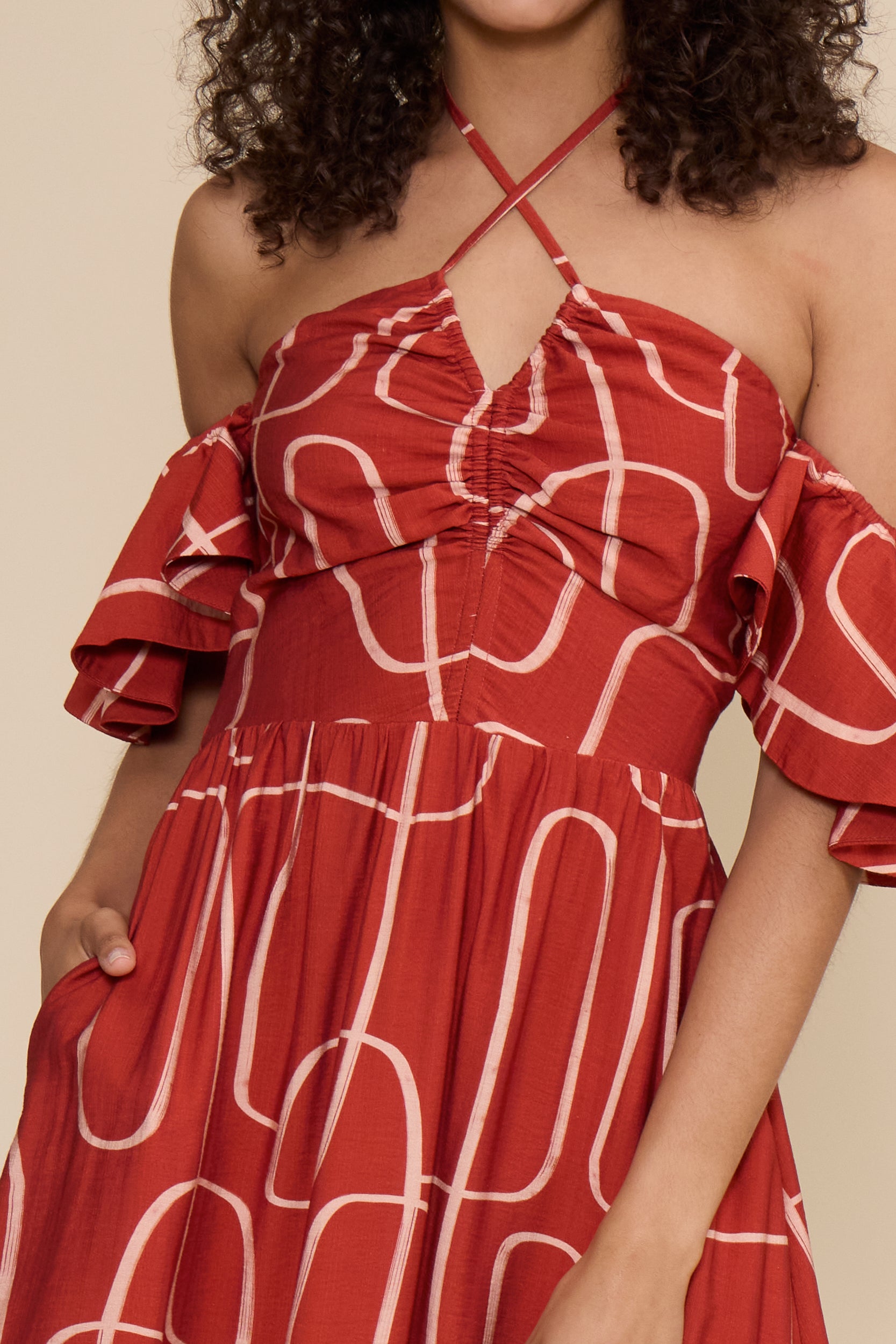 Ophelia Midi Dress - Brick Red