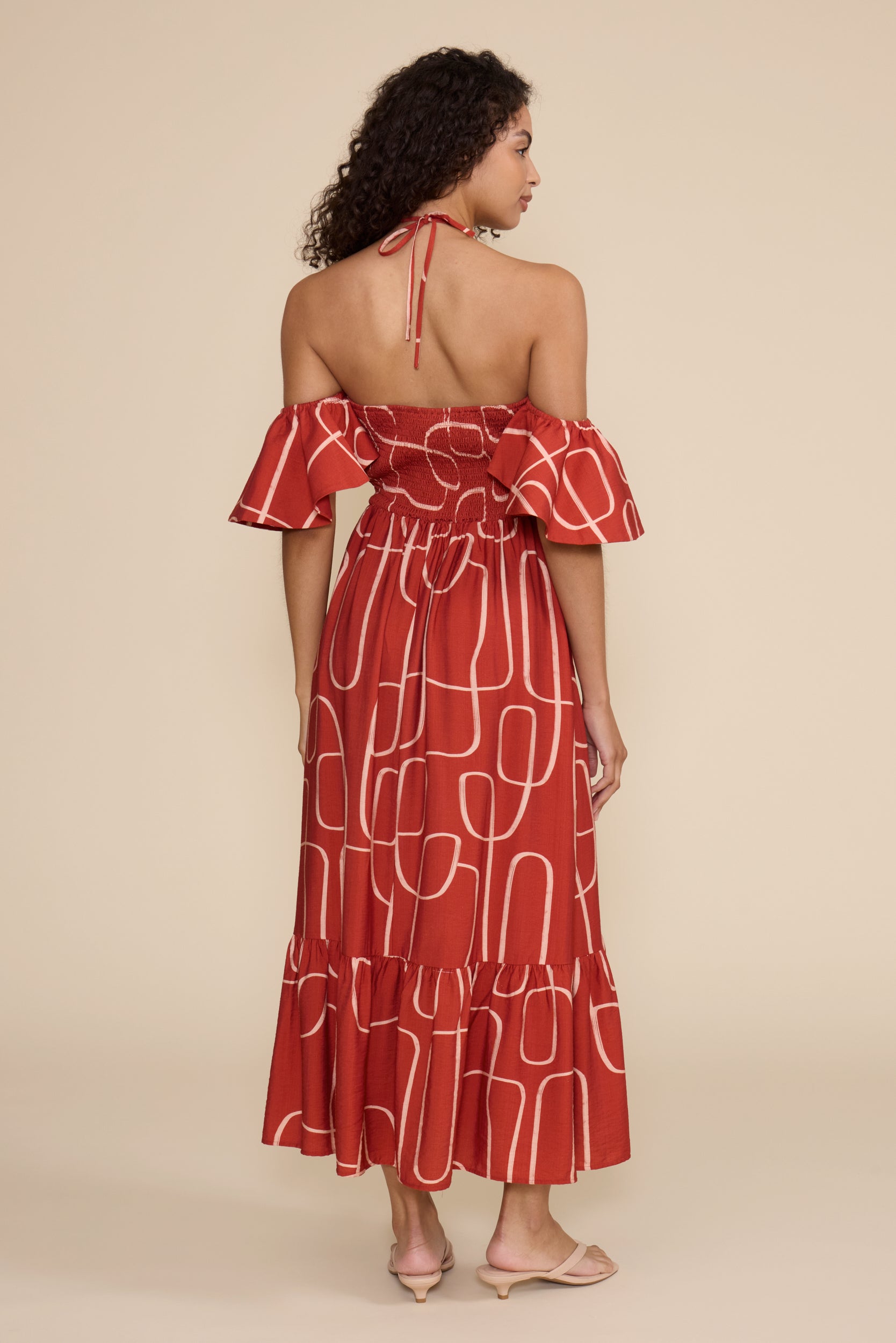 Ophelia Midi Dress - Brick Red
