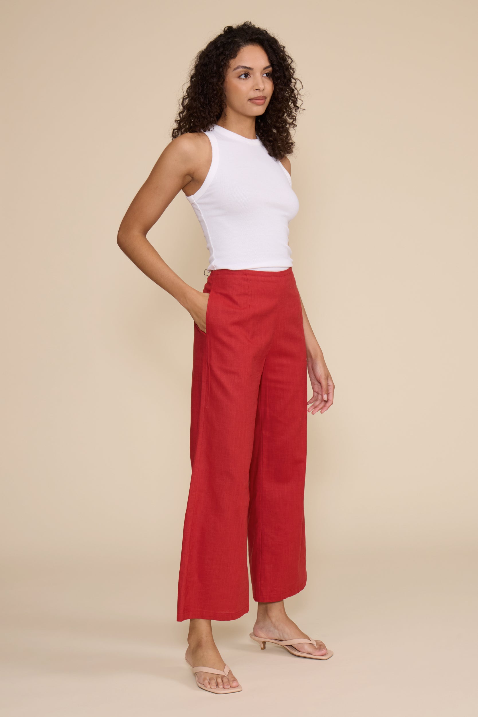 Carson Relaxed Pants - Brick Red