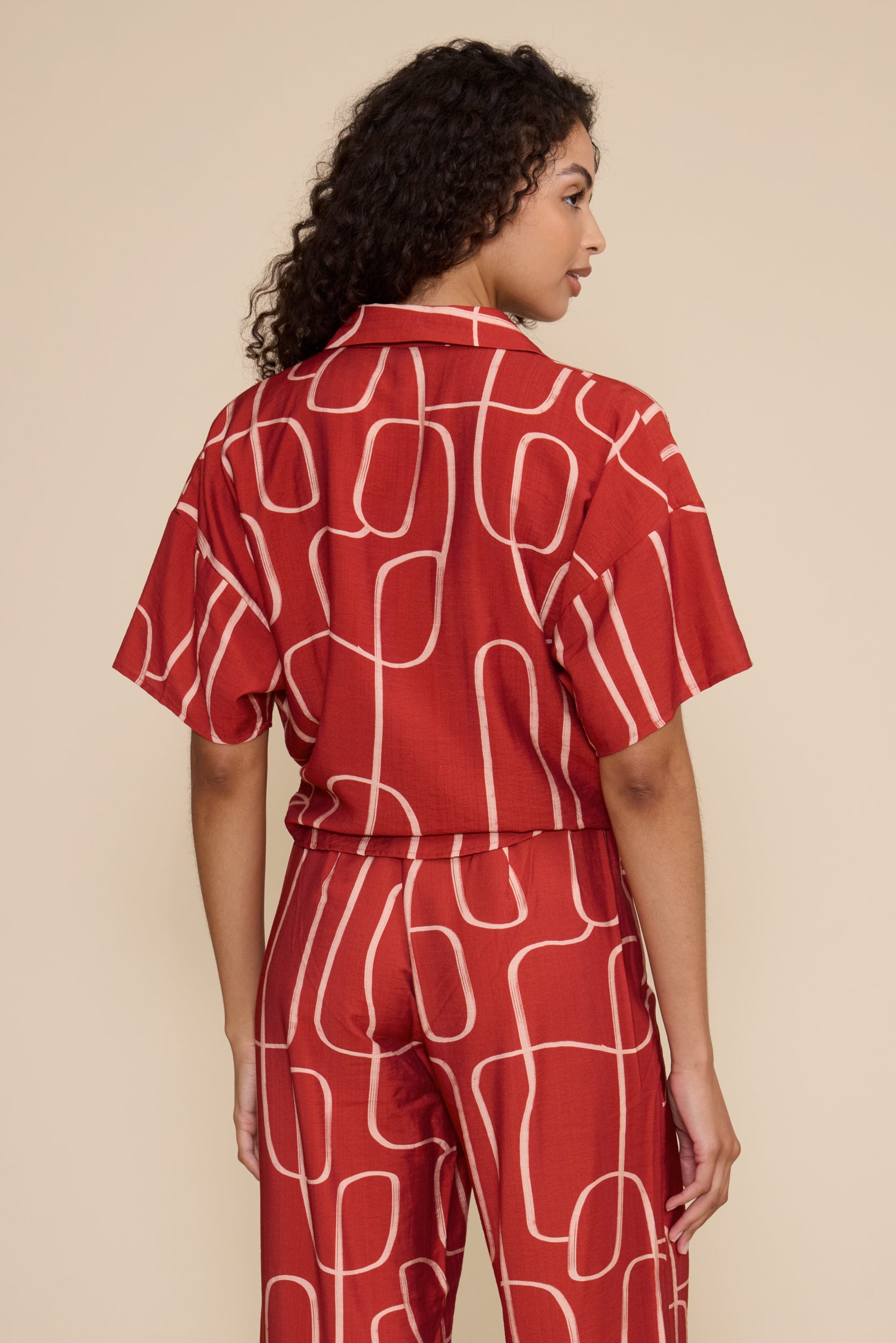 Ren Short Sleeve Tie Top - Brick Red
