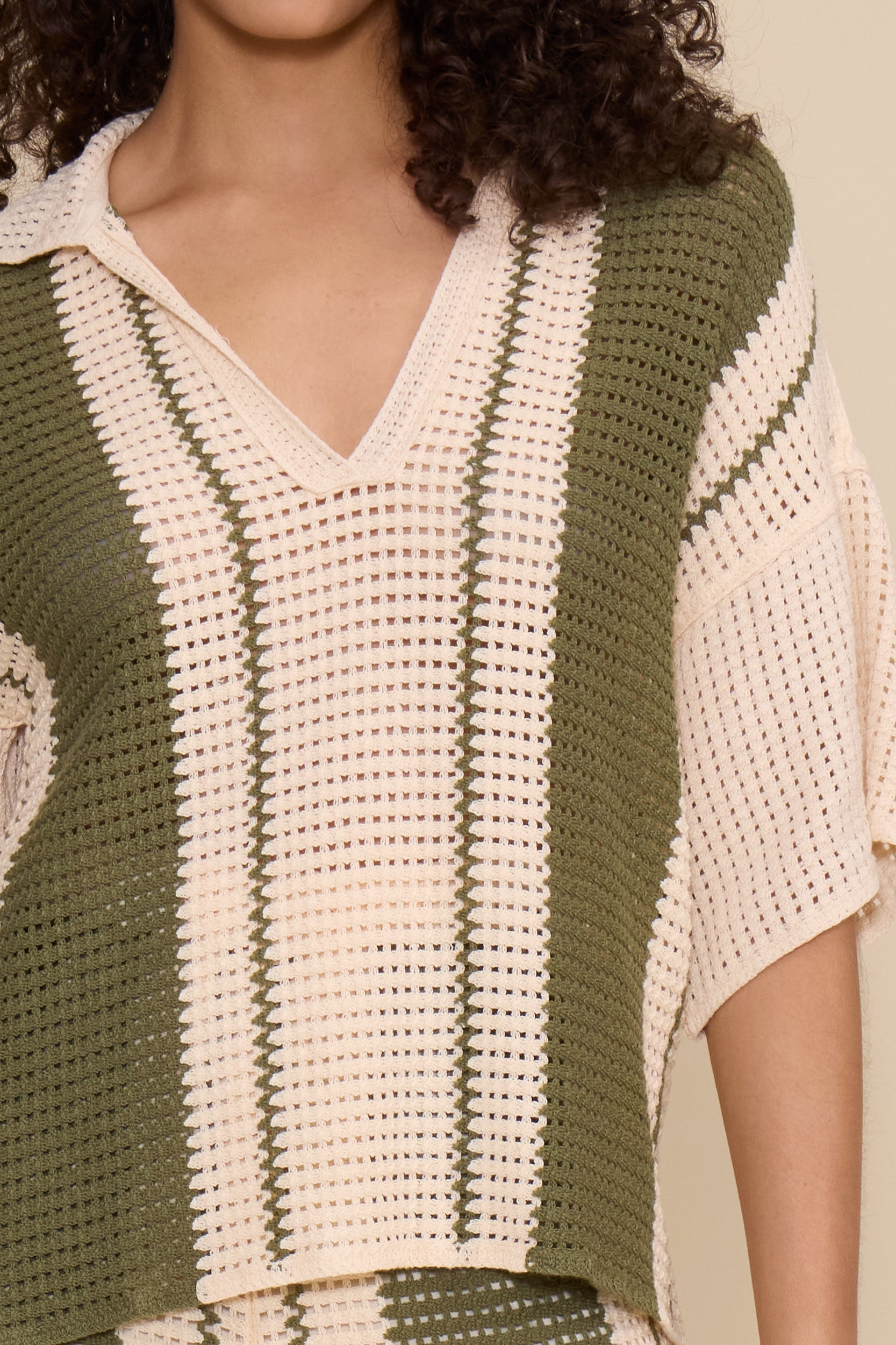 Robbie Crochet Top - Olive Cream