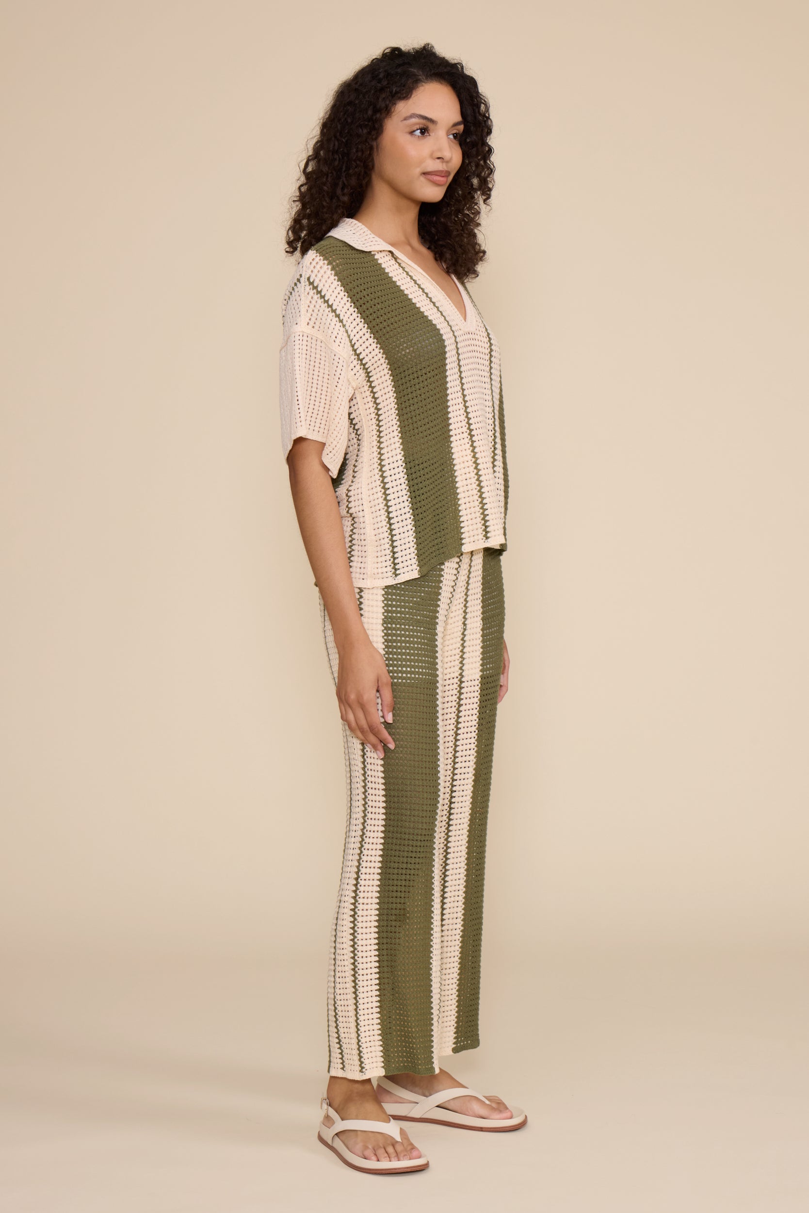Robbie Crochet Top - Olive Cream