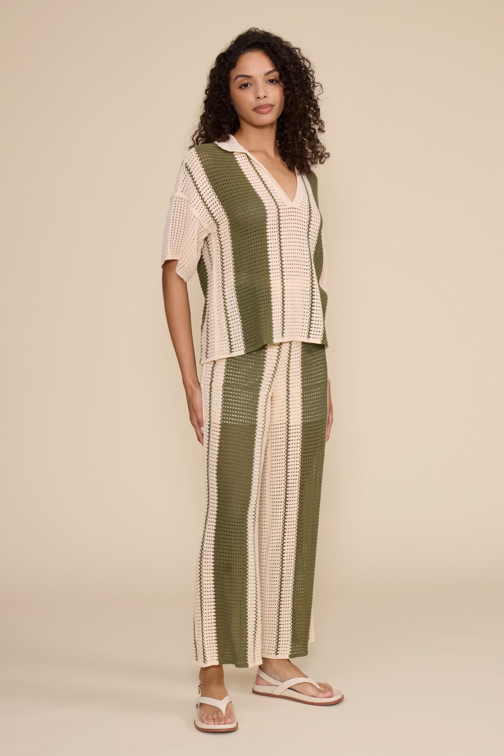 Yvette Crochet Pants - Olive Cream