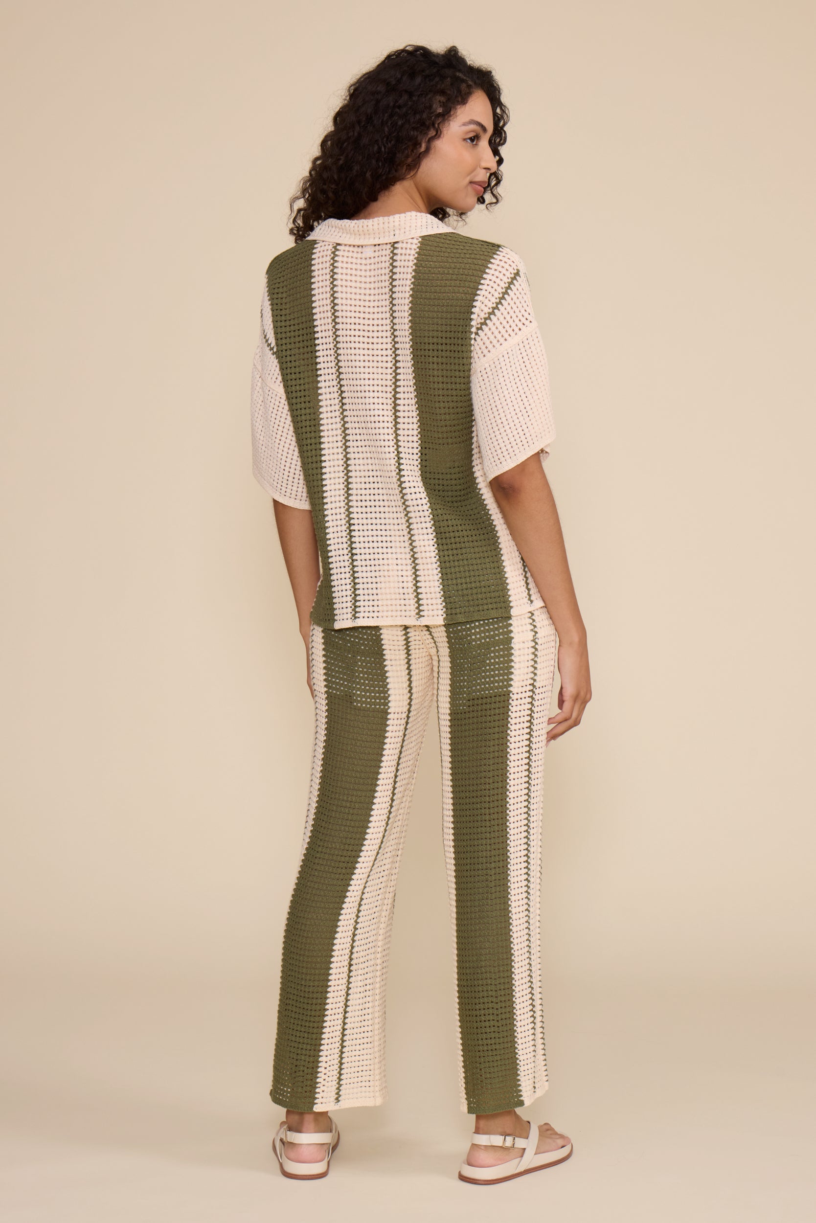 Yvette Crochet Pants - Olive Cream