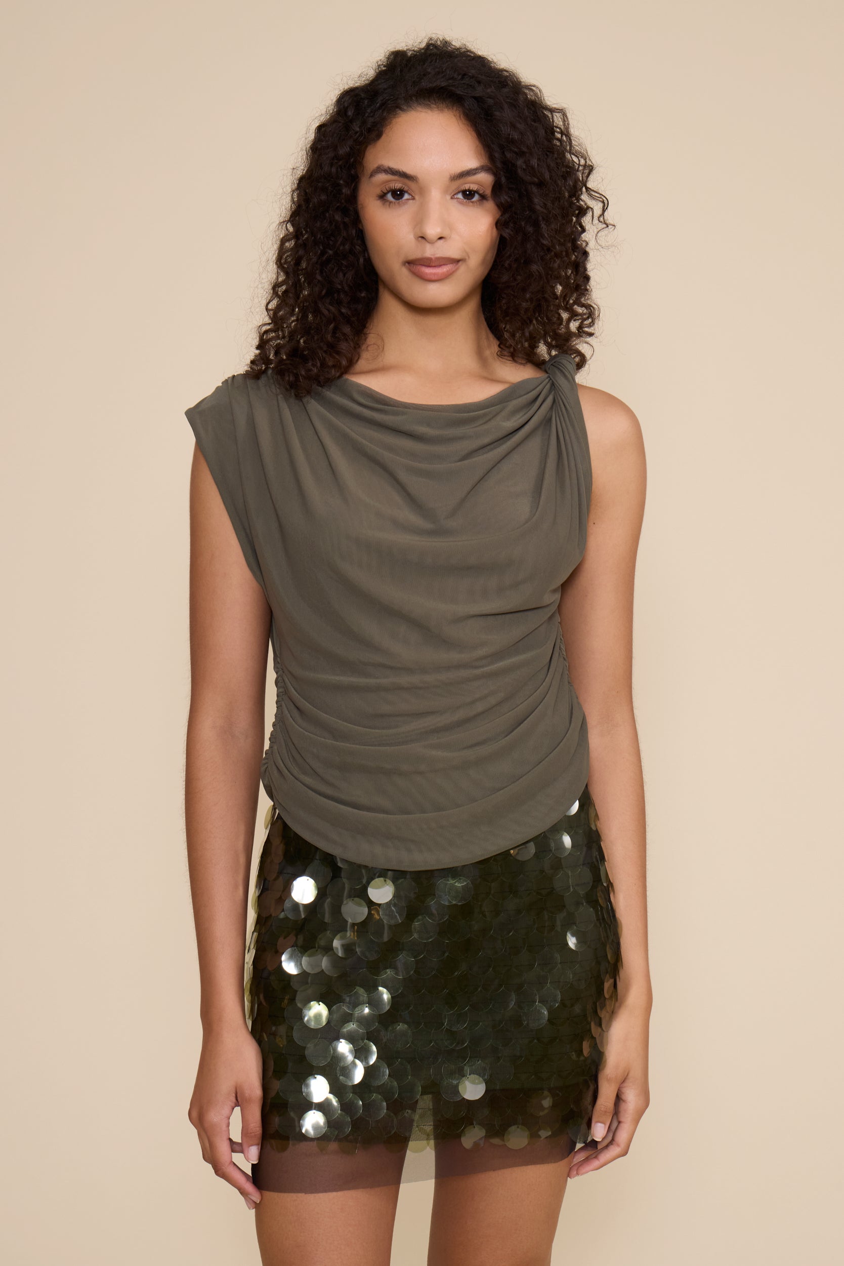 Alula Sequined Mini Skirt - Olive