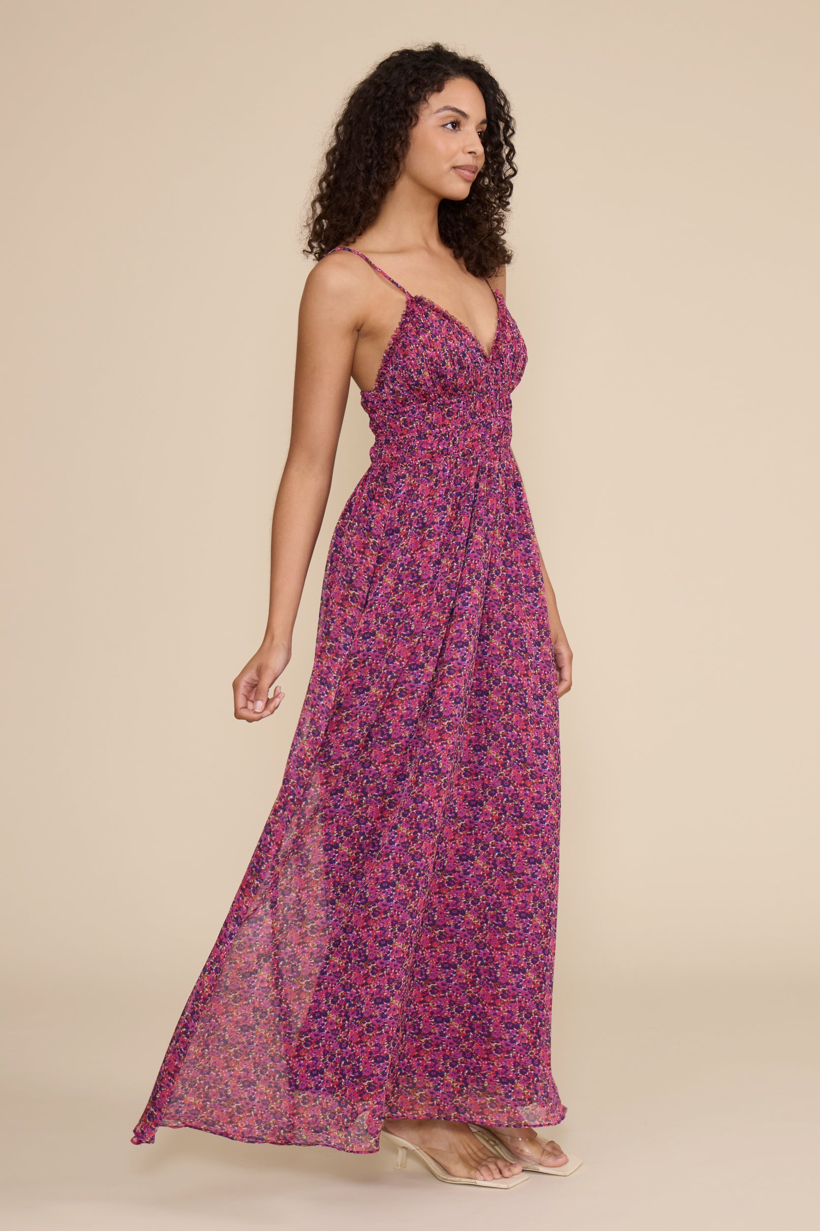 Bindi Smocked Dress - Magenta Floral