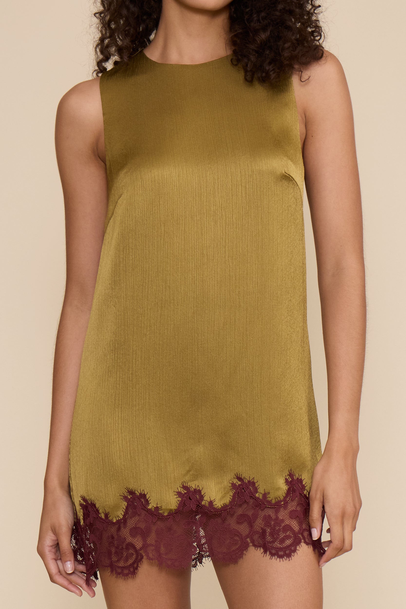 Roxy Lace Hem Dress - Chartreuse