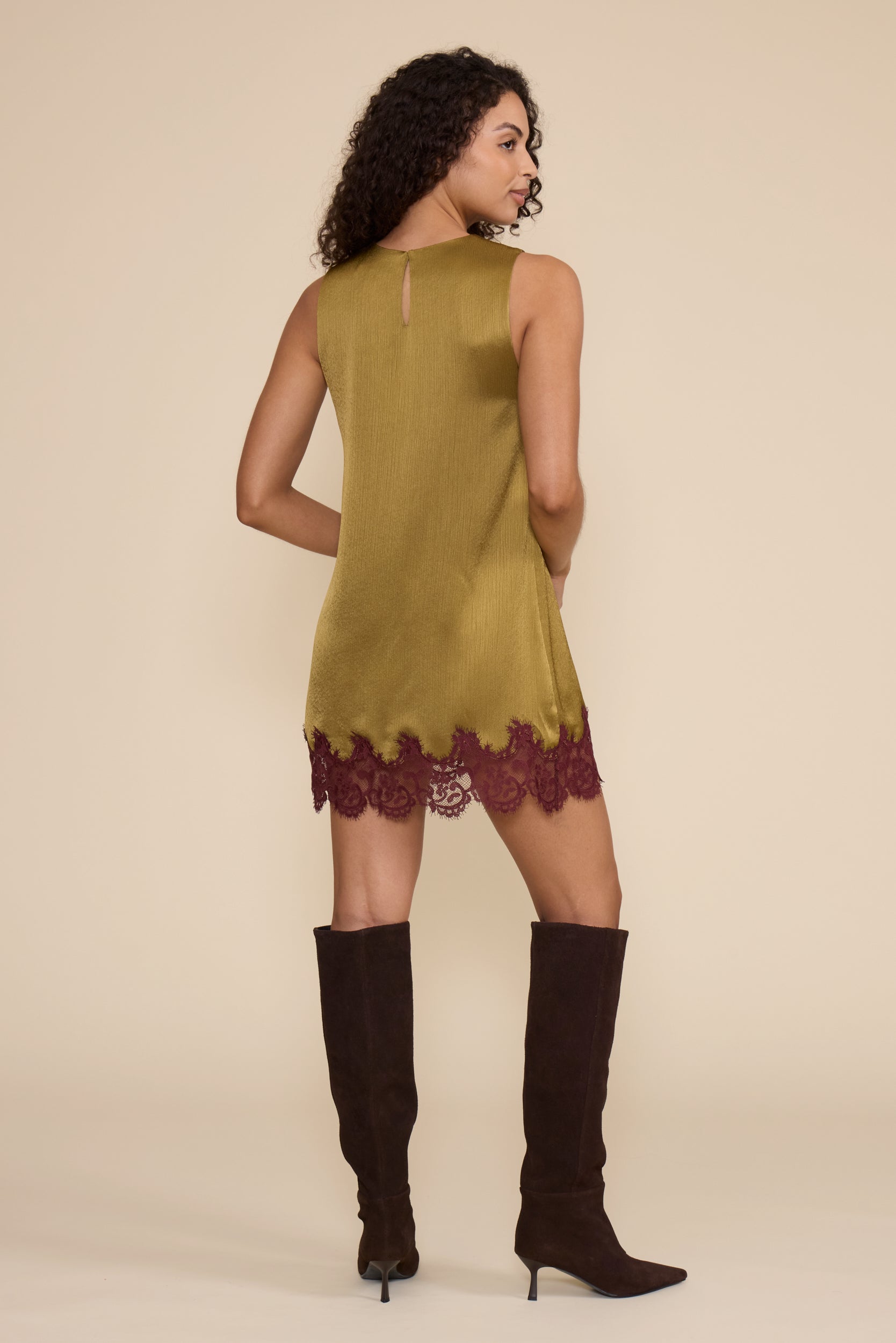 Roxy Lace Hem Dress - Chartreuse
