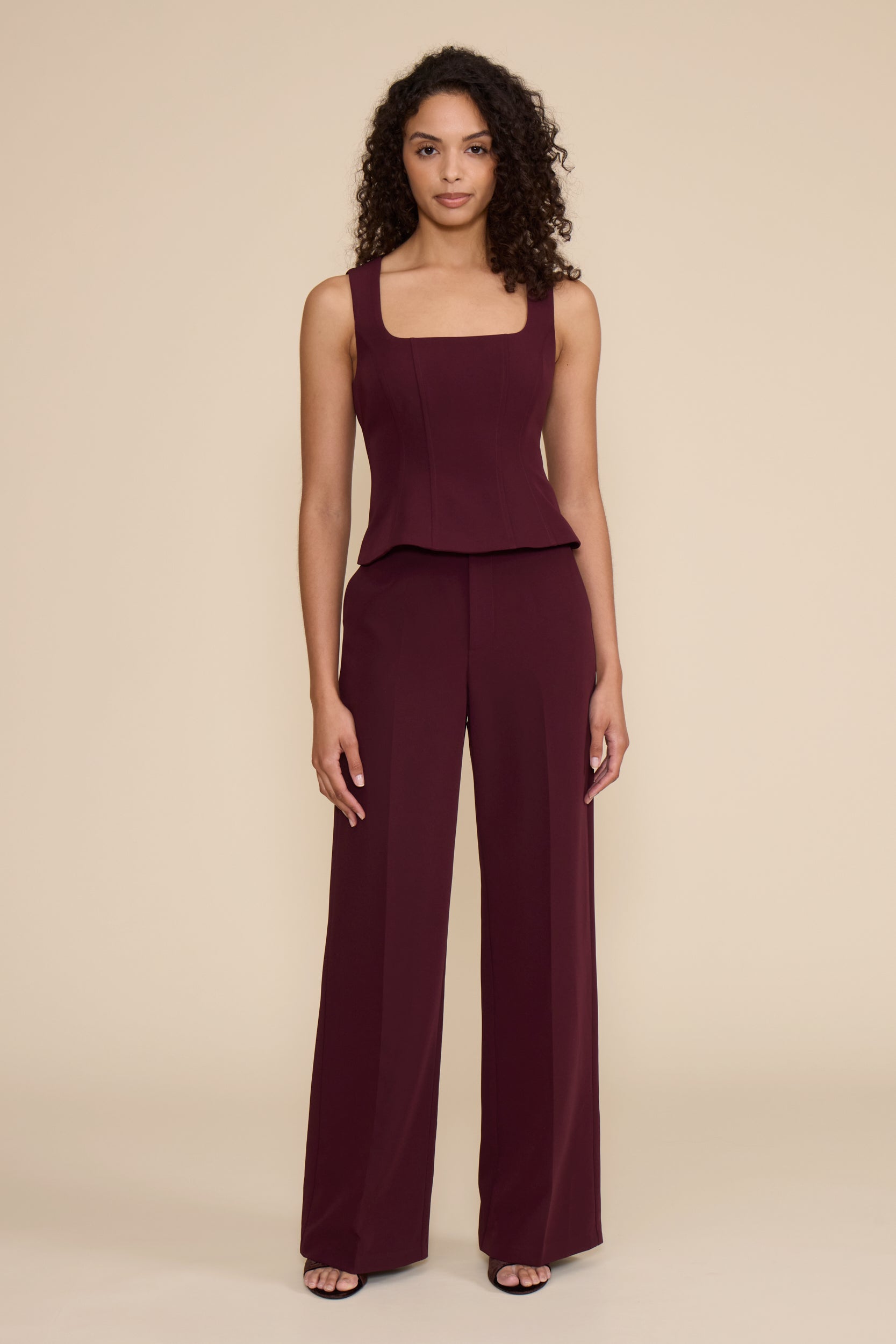 Leanne Peplum Top - Wine