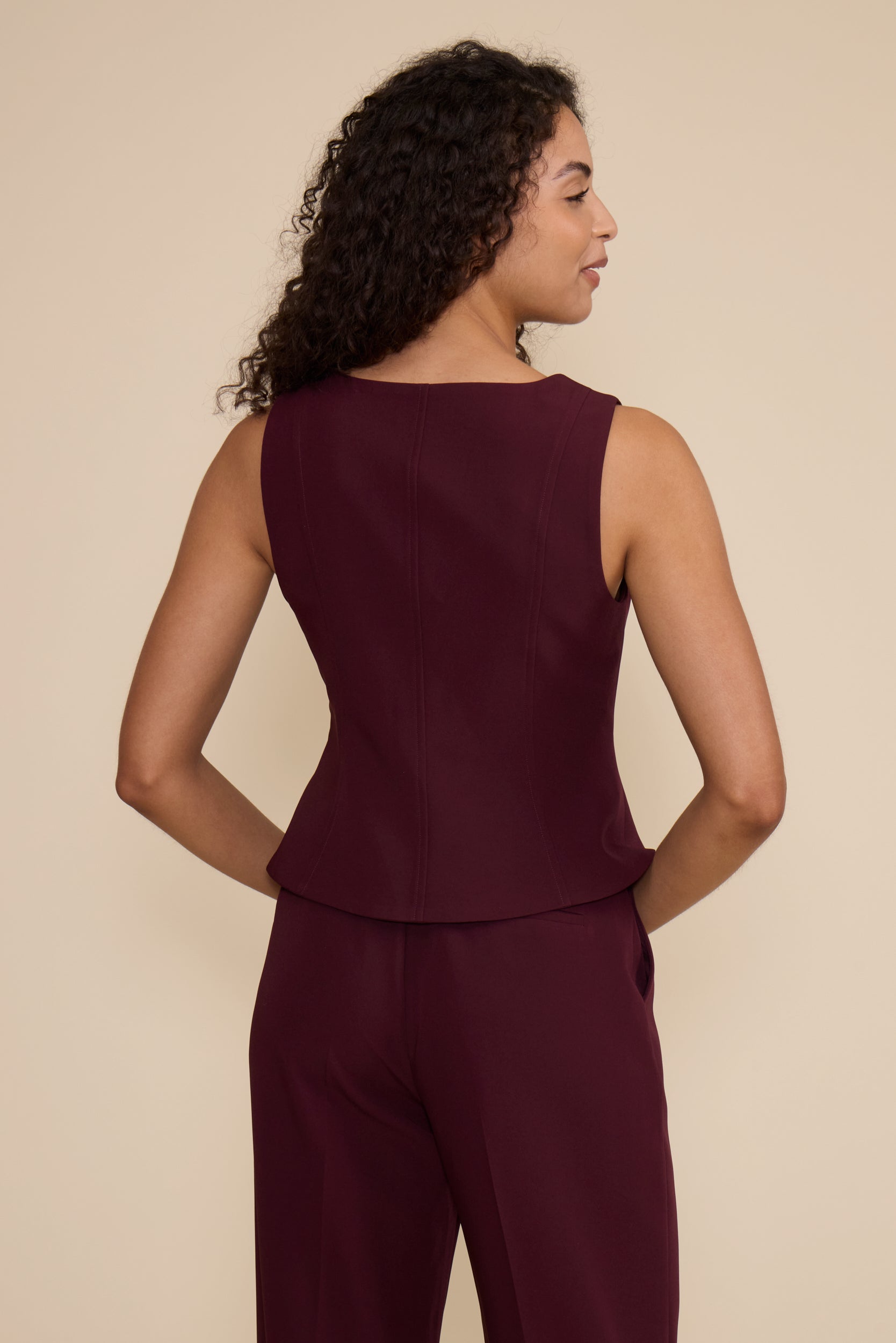 Leanne Peplum Top - Wine