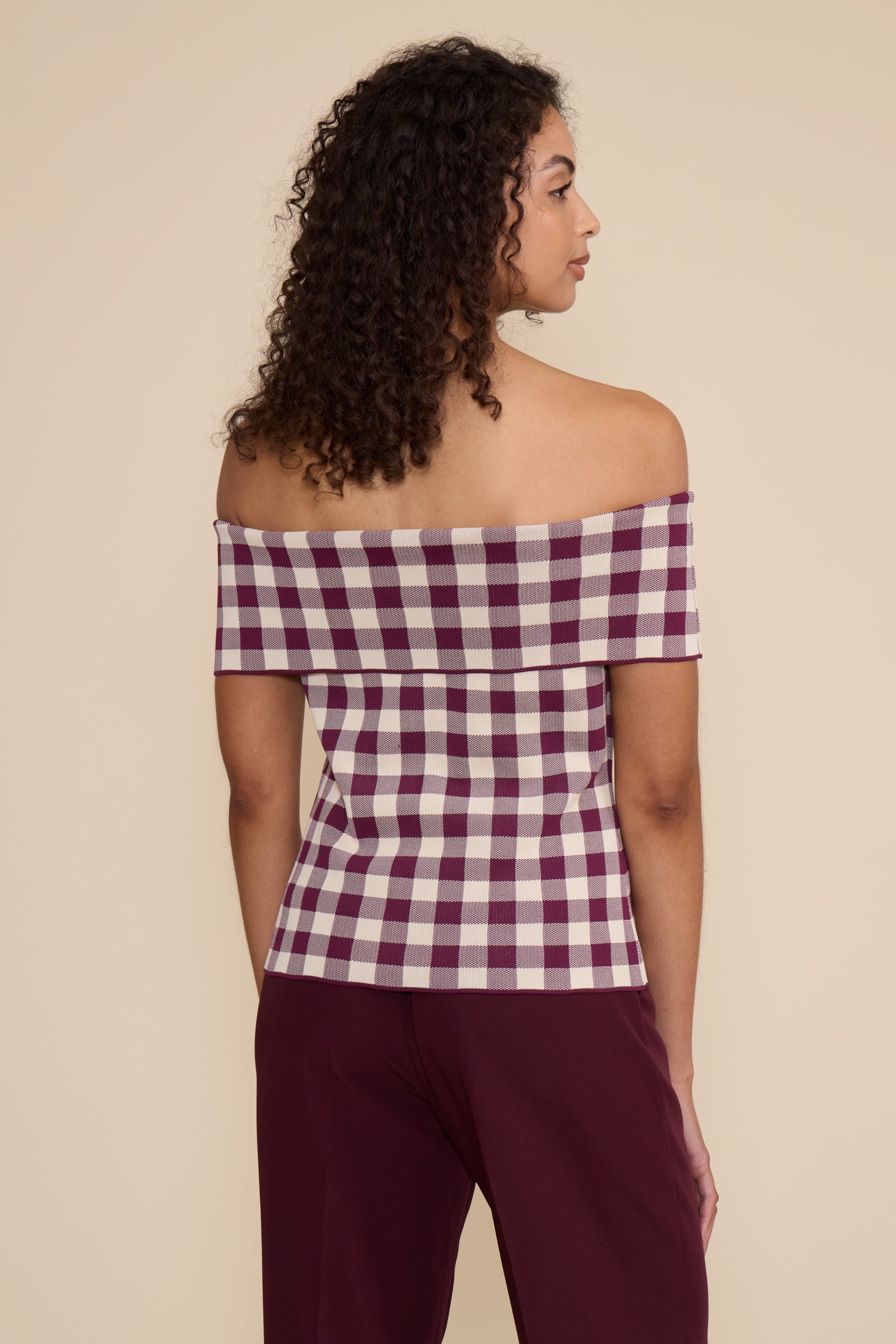 Ilia Off Shoulder Knit Top - Plum Cream