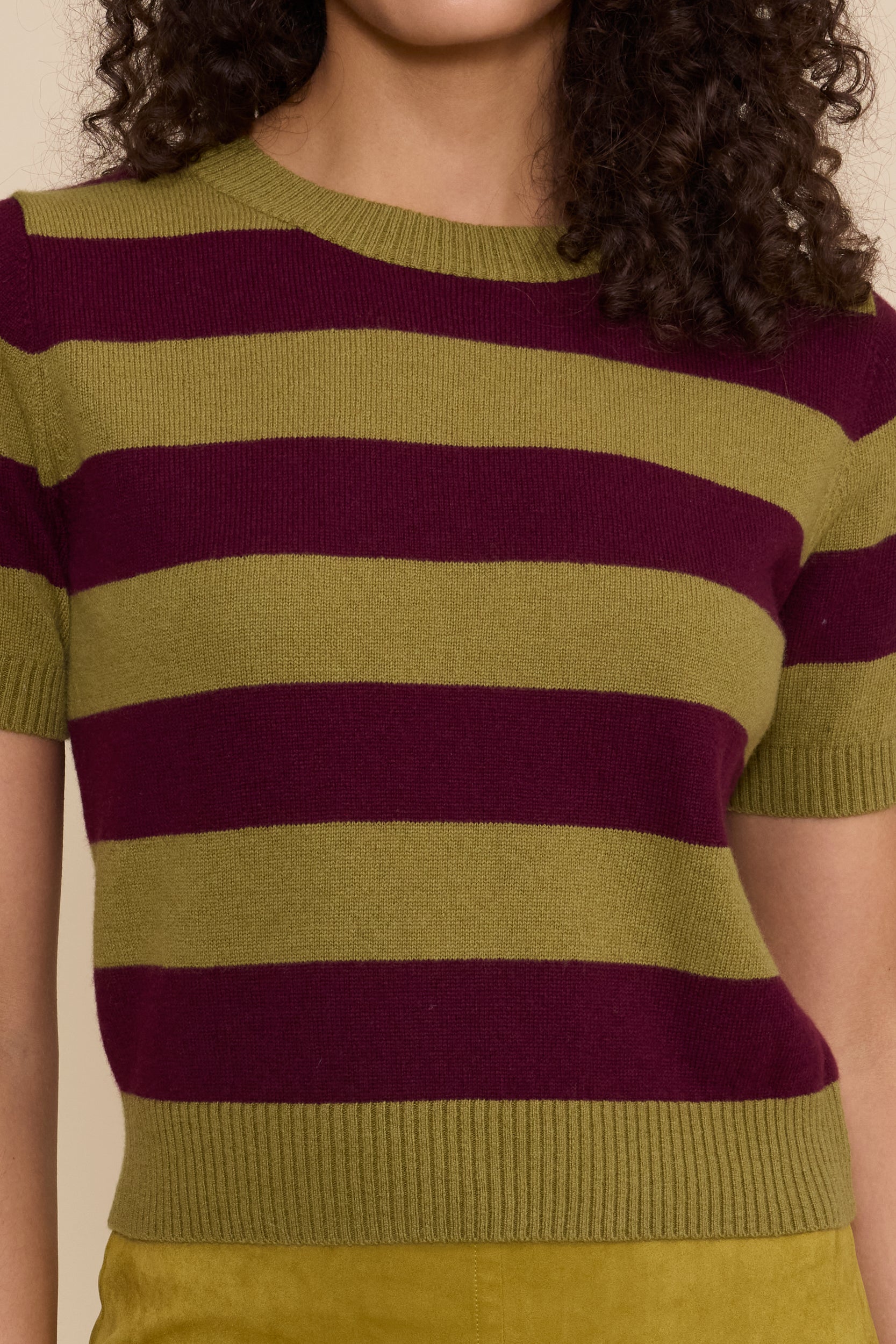 Bobbie Knit Striped Top - Green Plum