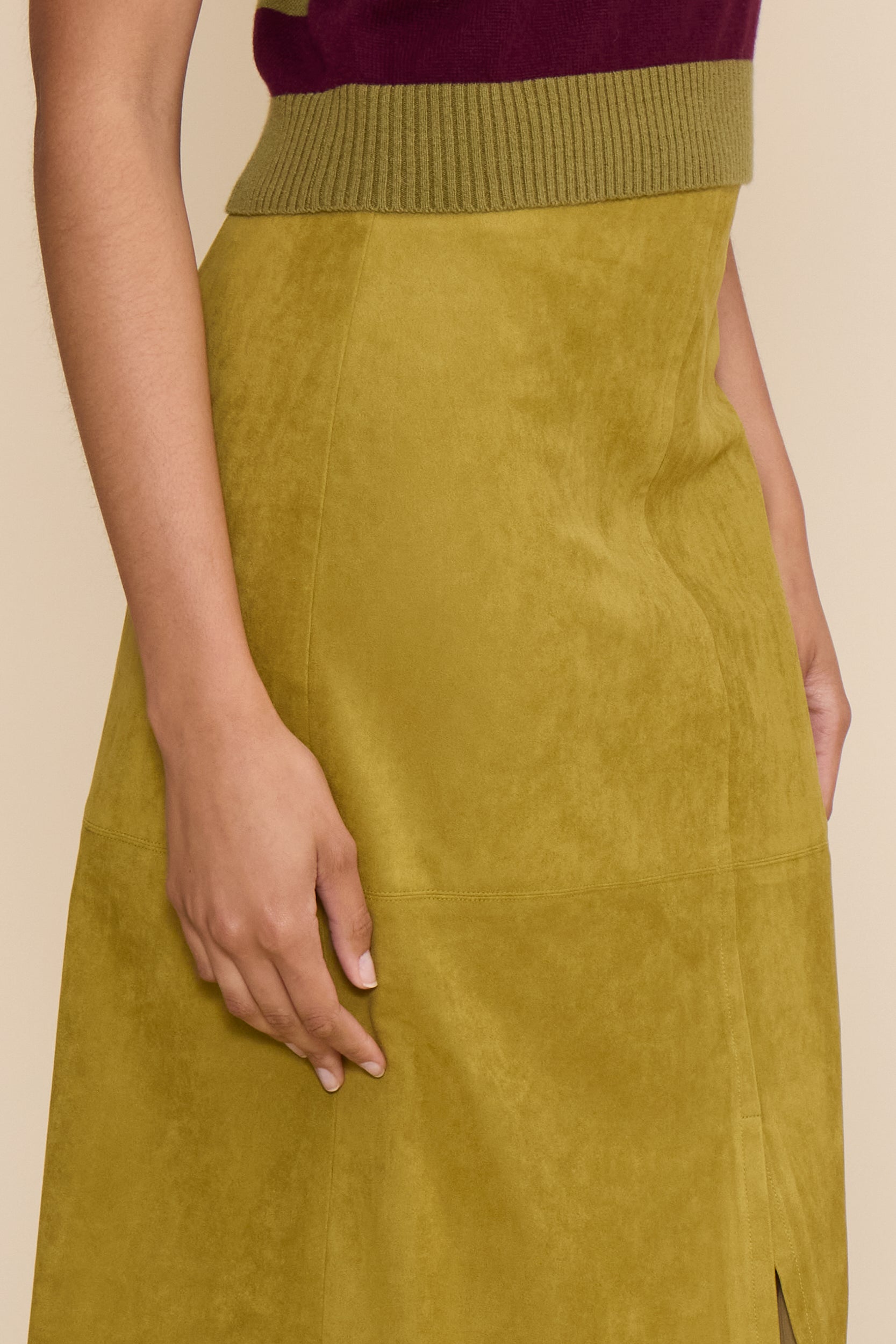 Lindsay Faux Suede Skirt - Chartreuse