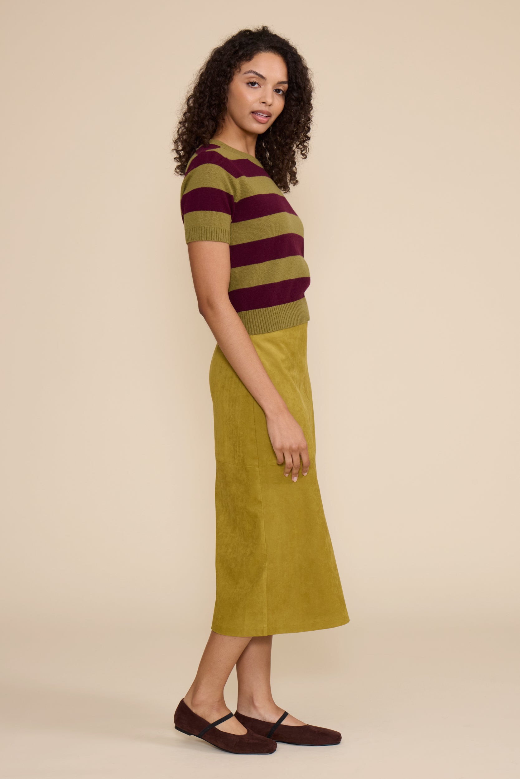 Lindsay Faux Suede Skirt - Chartreuse