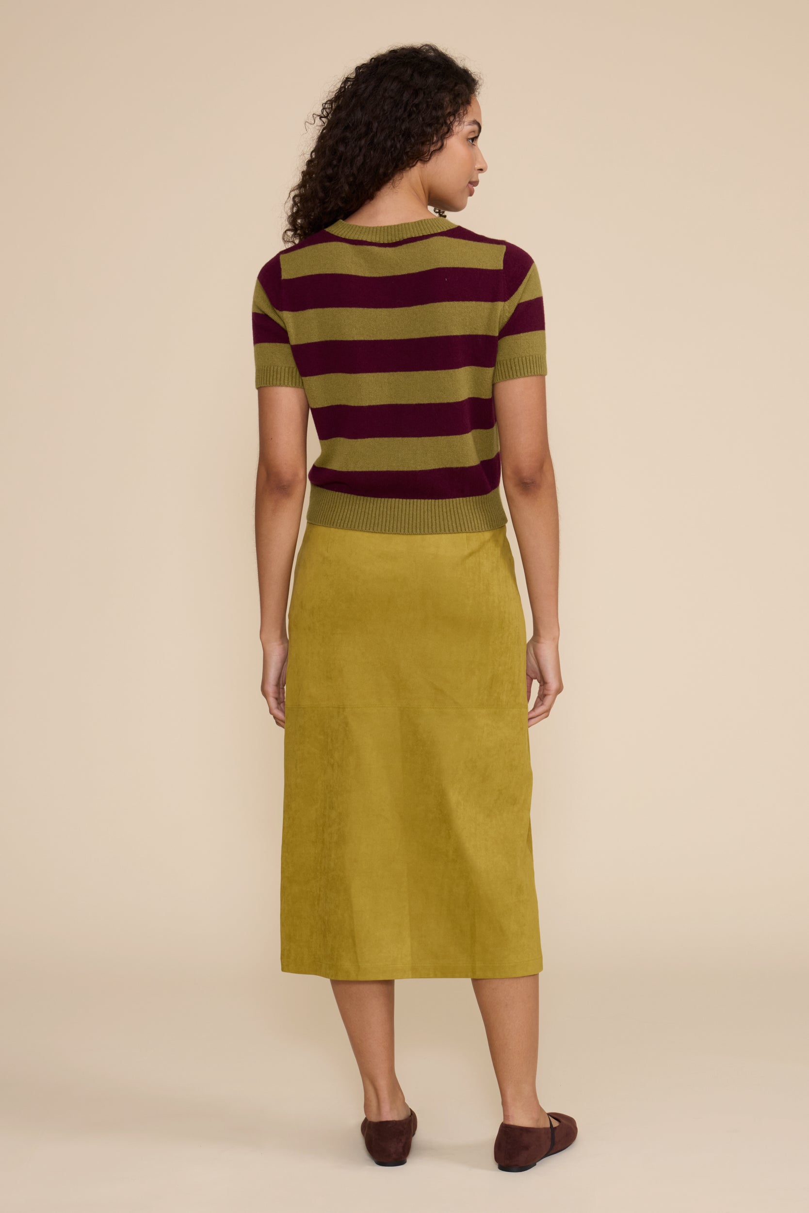 Lindsay Faux Suede Skirt - Chartreuse