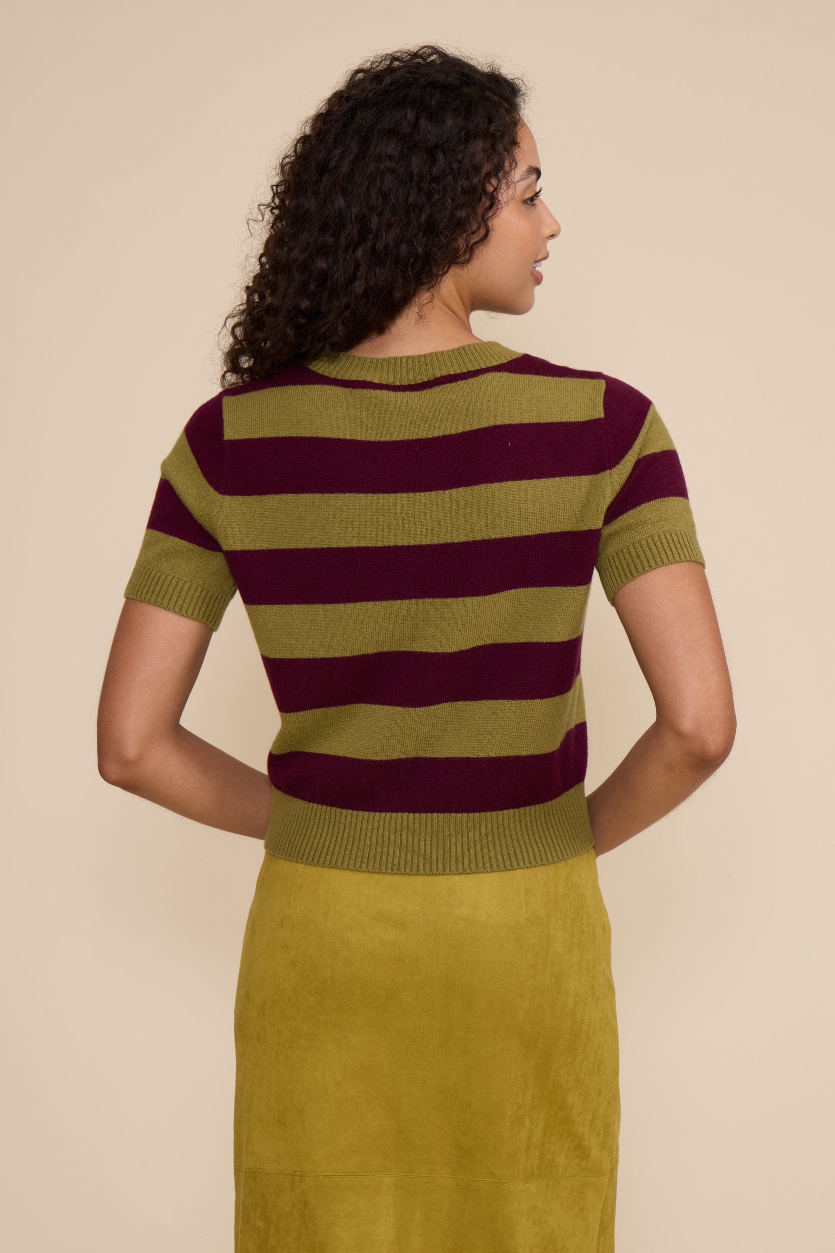 Bobbie Knit Striped Top - Green Plum