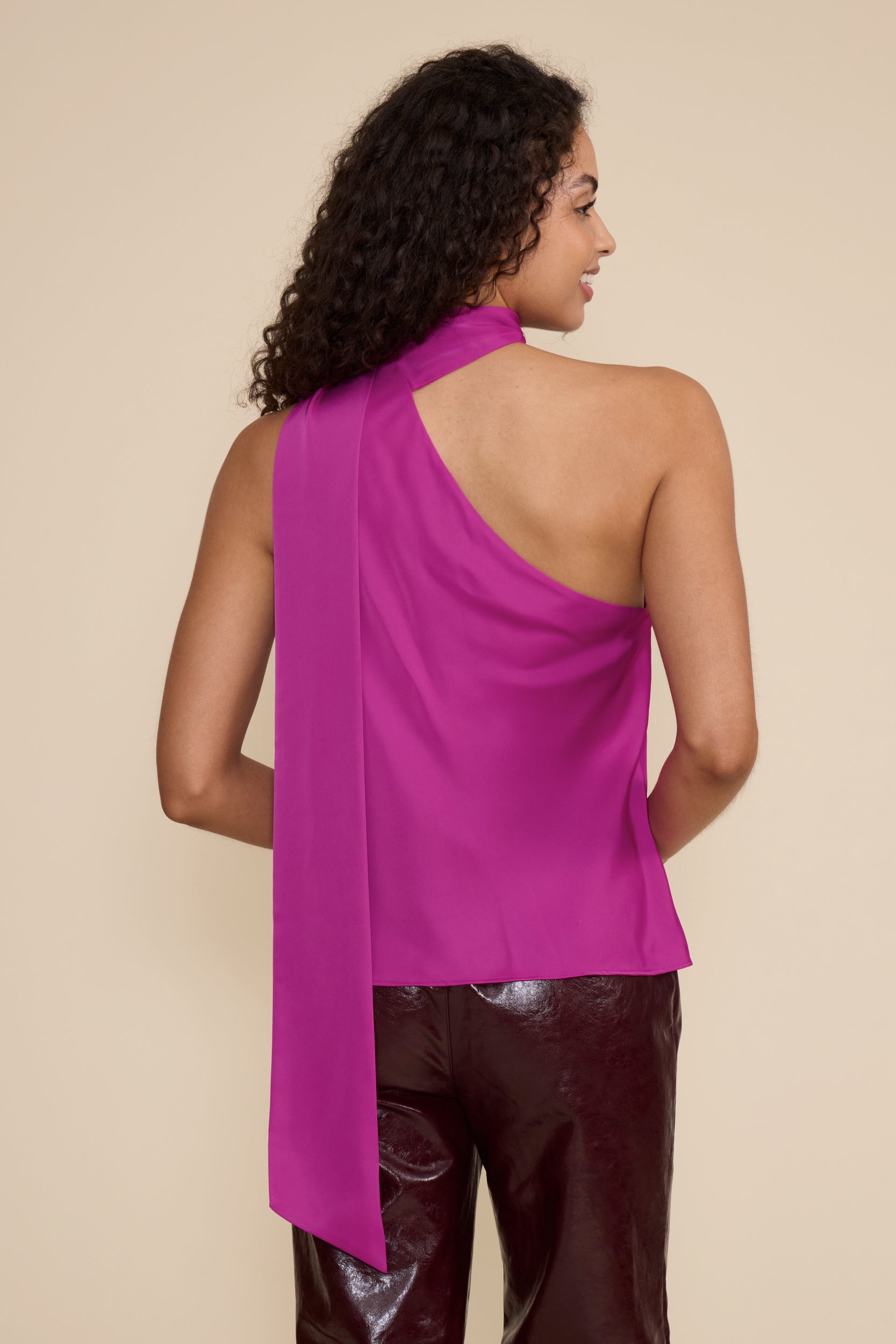 Elma Tie Neck Top - Magenta