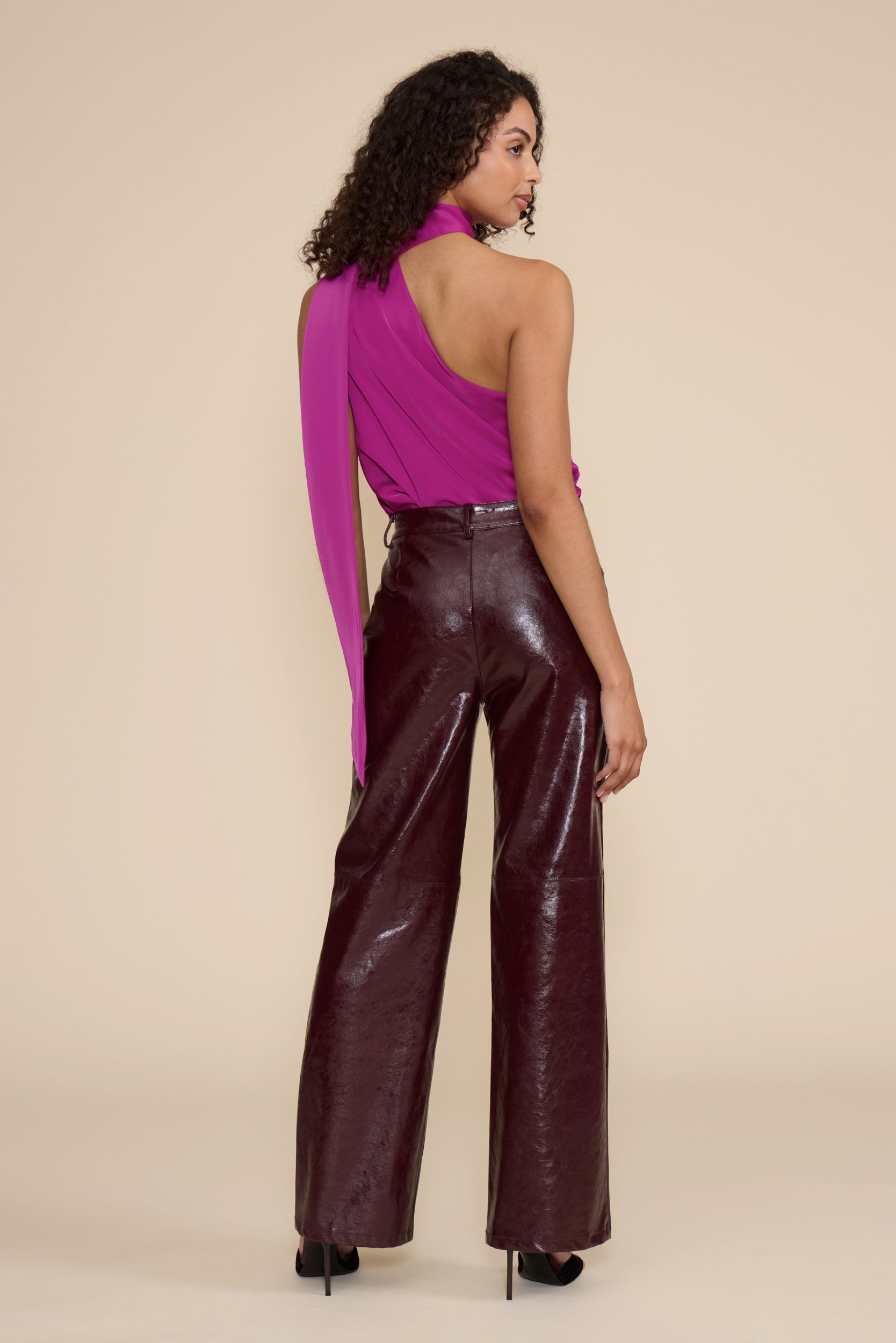 Cleo Faux Leather Pants - Wine