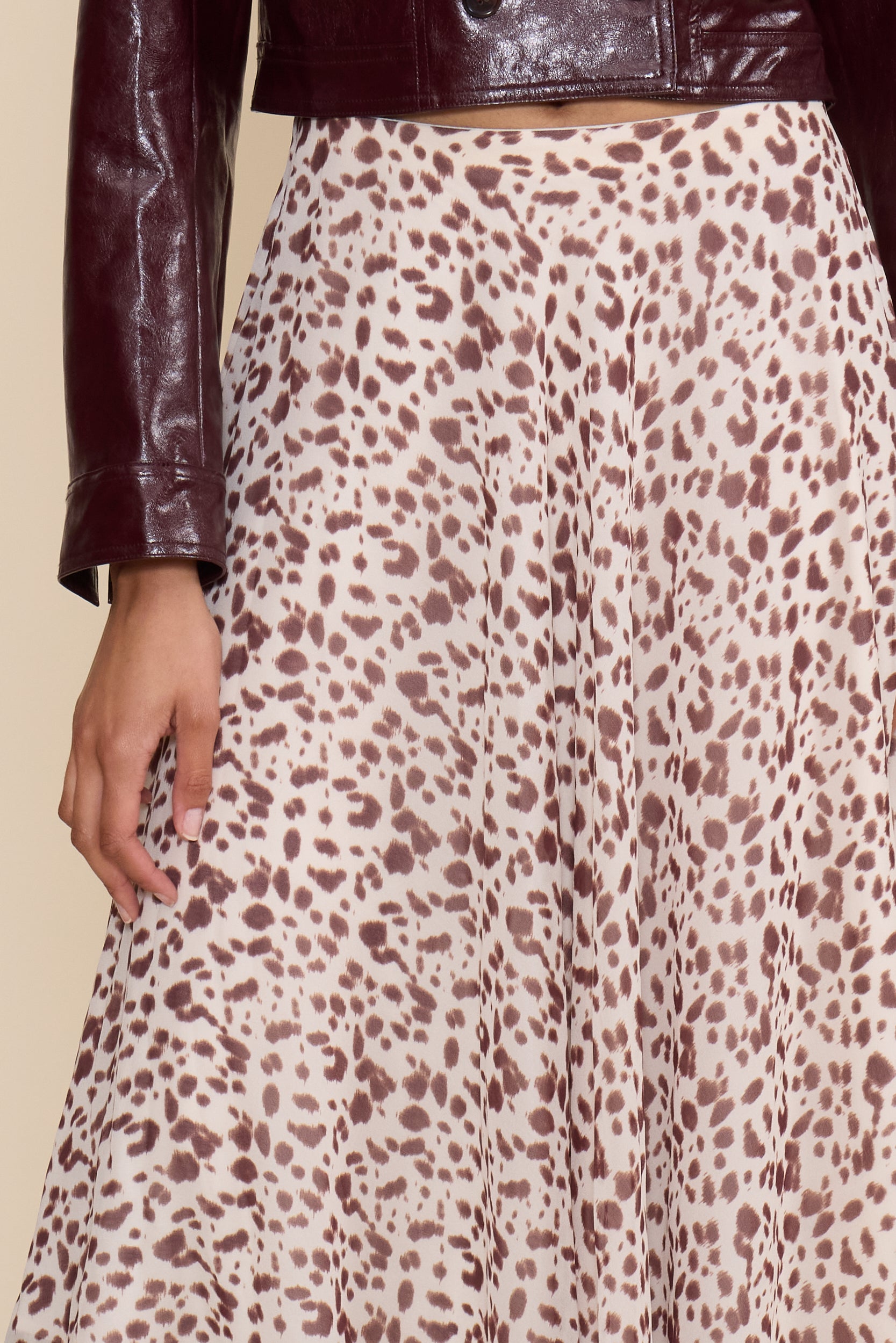 Marcela Midi Skirt - Cream Brown
