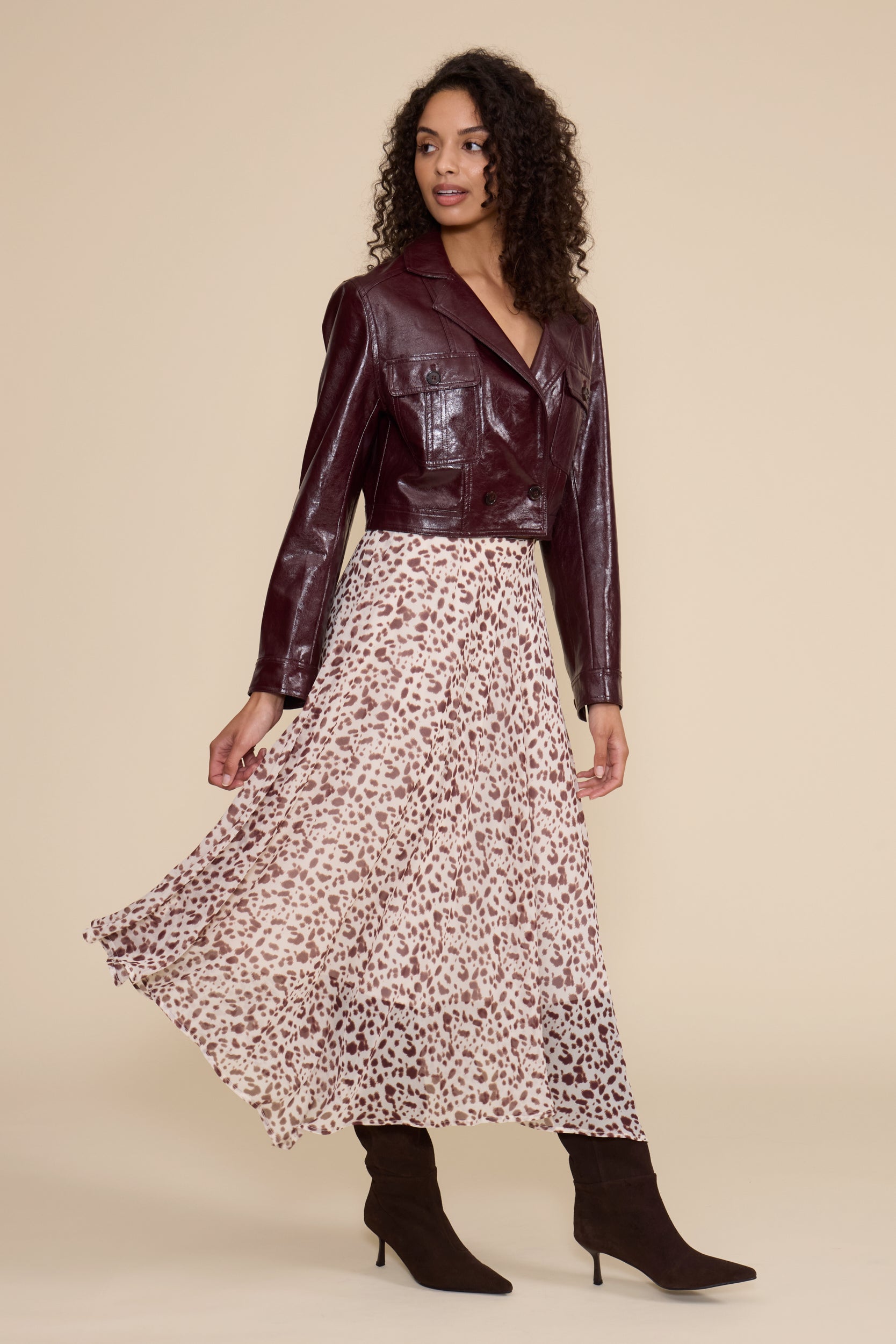 Marcela Midi Skirt - Cream Brown