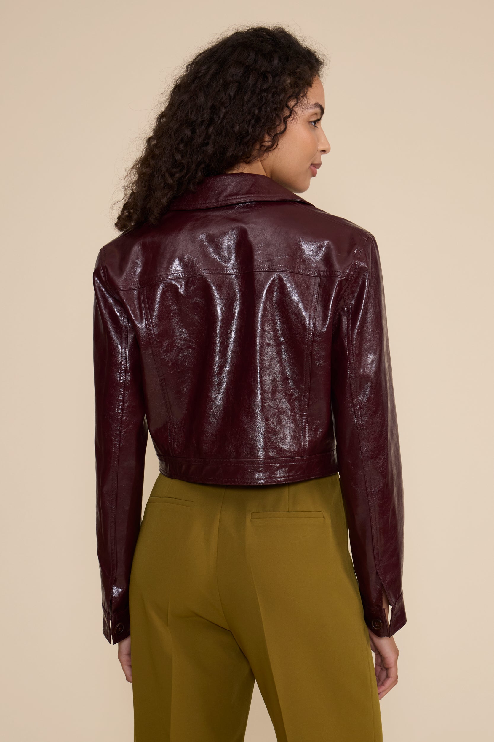 Lacey Moto Faux Leather Jacket - Wine