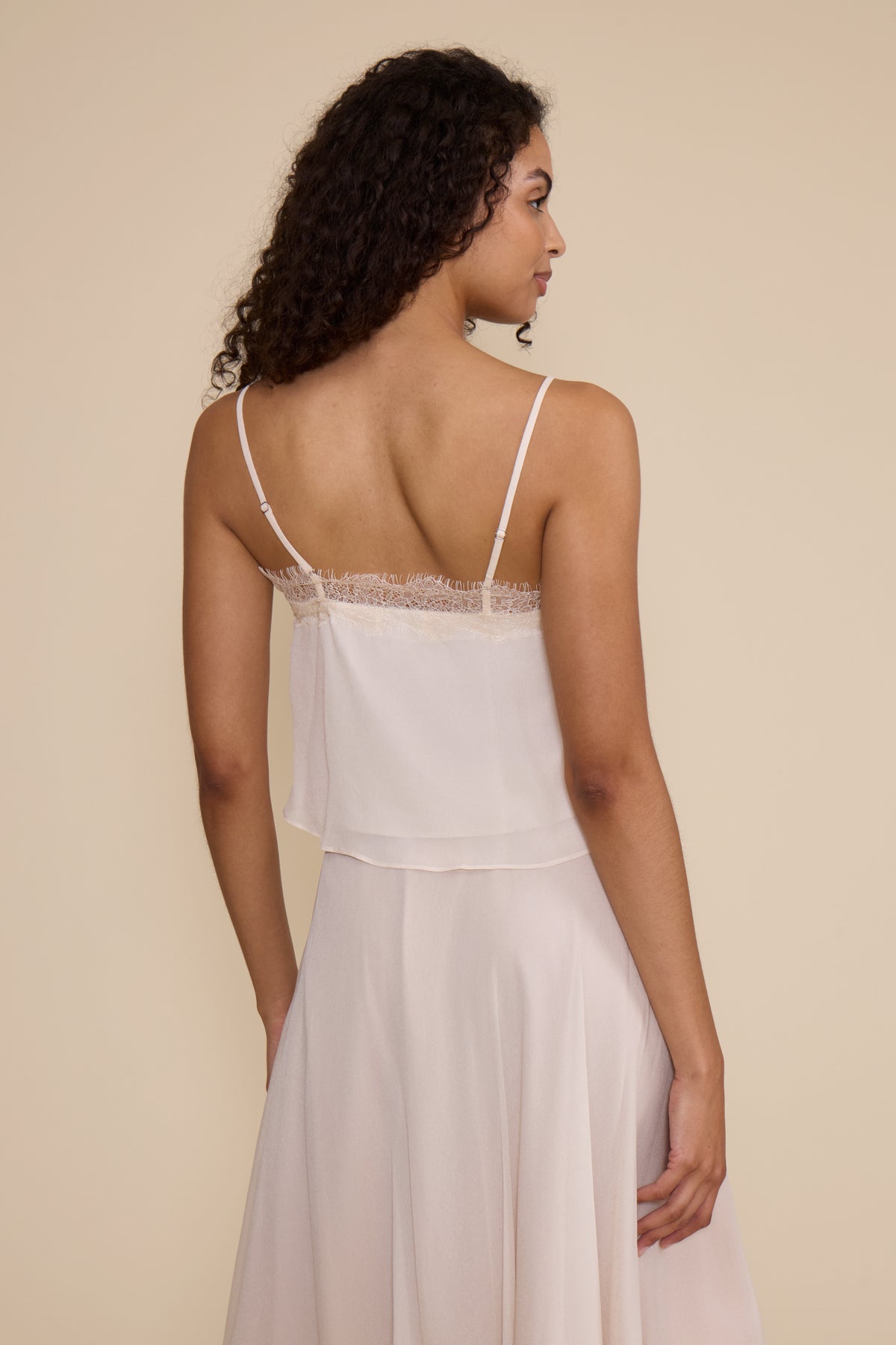 Karley Lace Trim Tank Top - Ivory