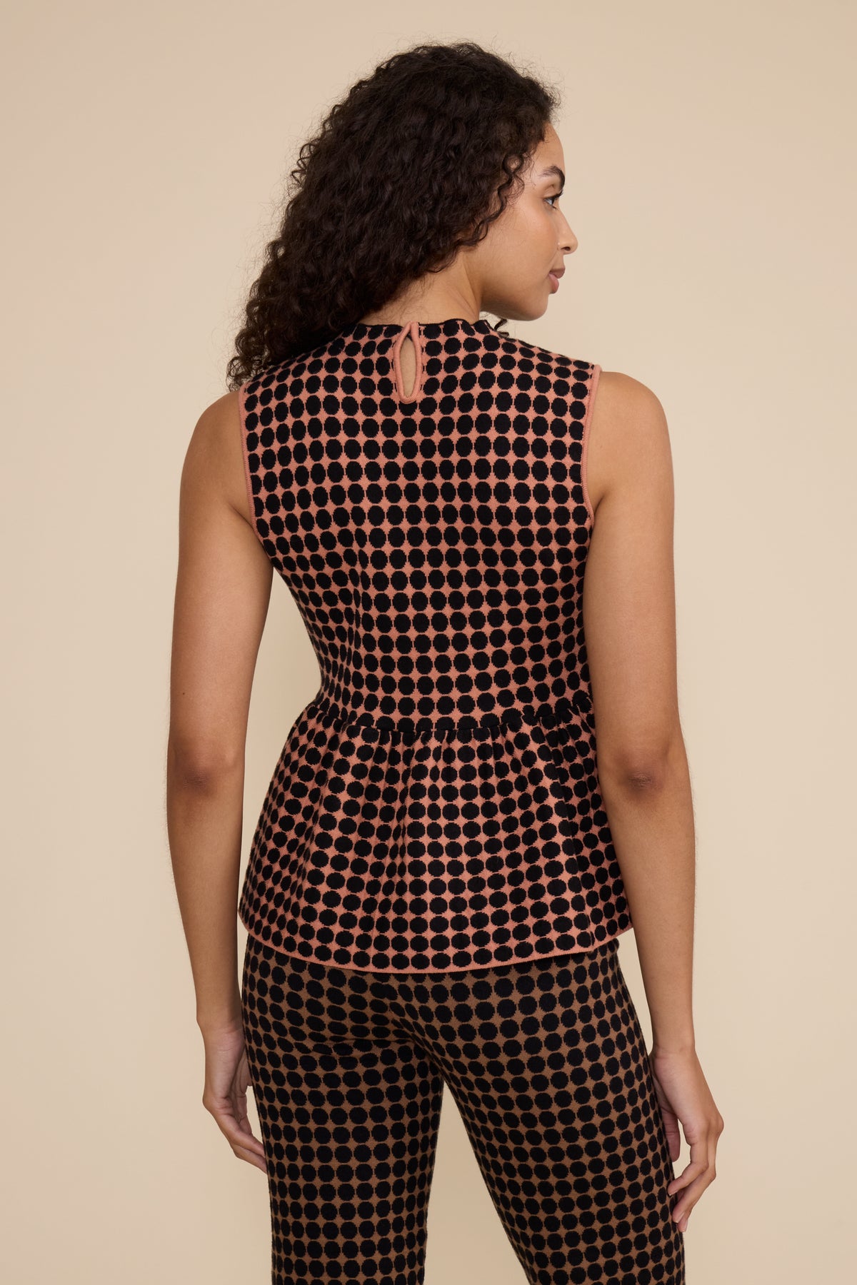 Catherine Peplum Top - Brown Multi