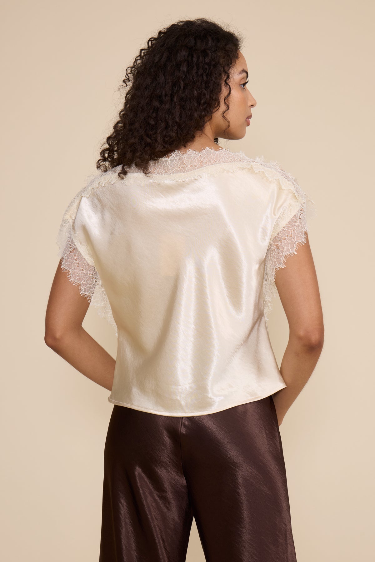 Chris Lace Trim Top - Ivory